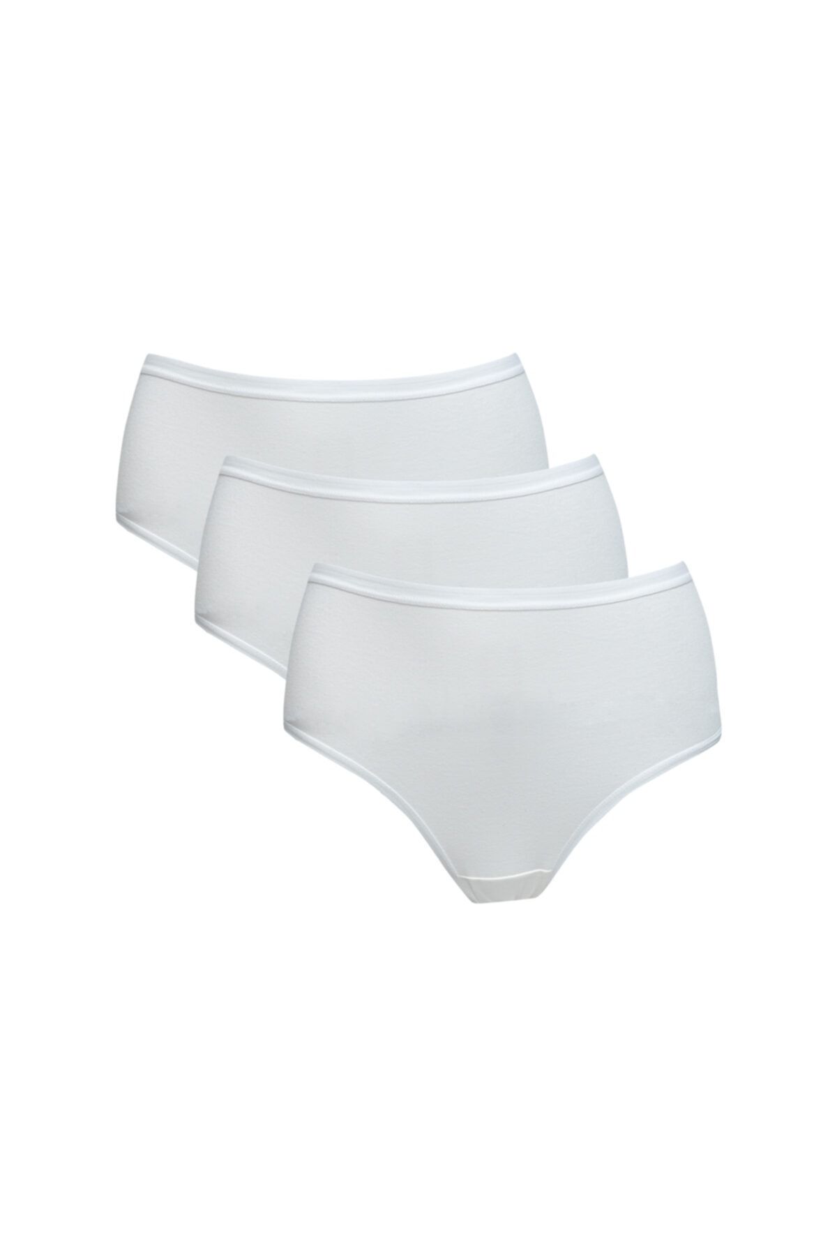 Godewo 3'lü Ekru Pamuklu Yüksek Bel Slip