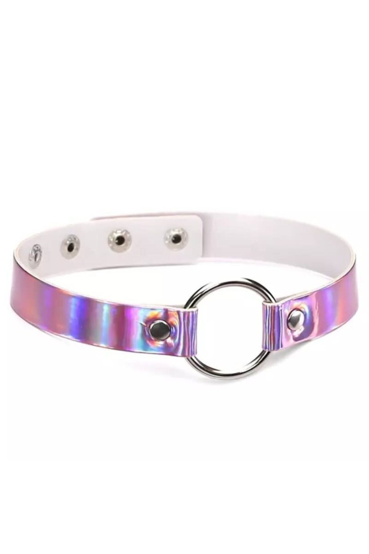 TAPİR Yuvarlak Tasma Hologram Pembe Choker