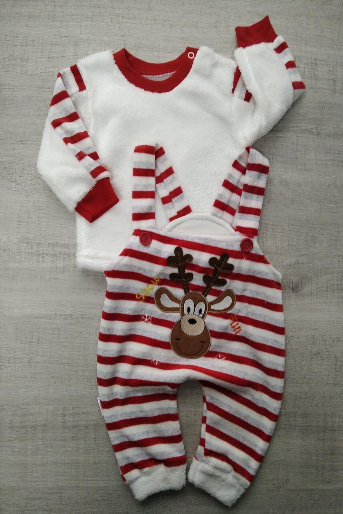 bebek exclusive unisex bebek kirmizi yilbasi geyigi temali welsoft salopet takim fiyati yorumlari trendyol