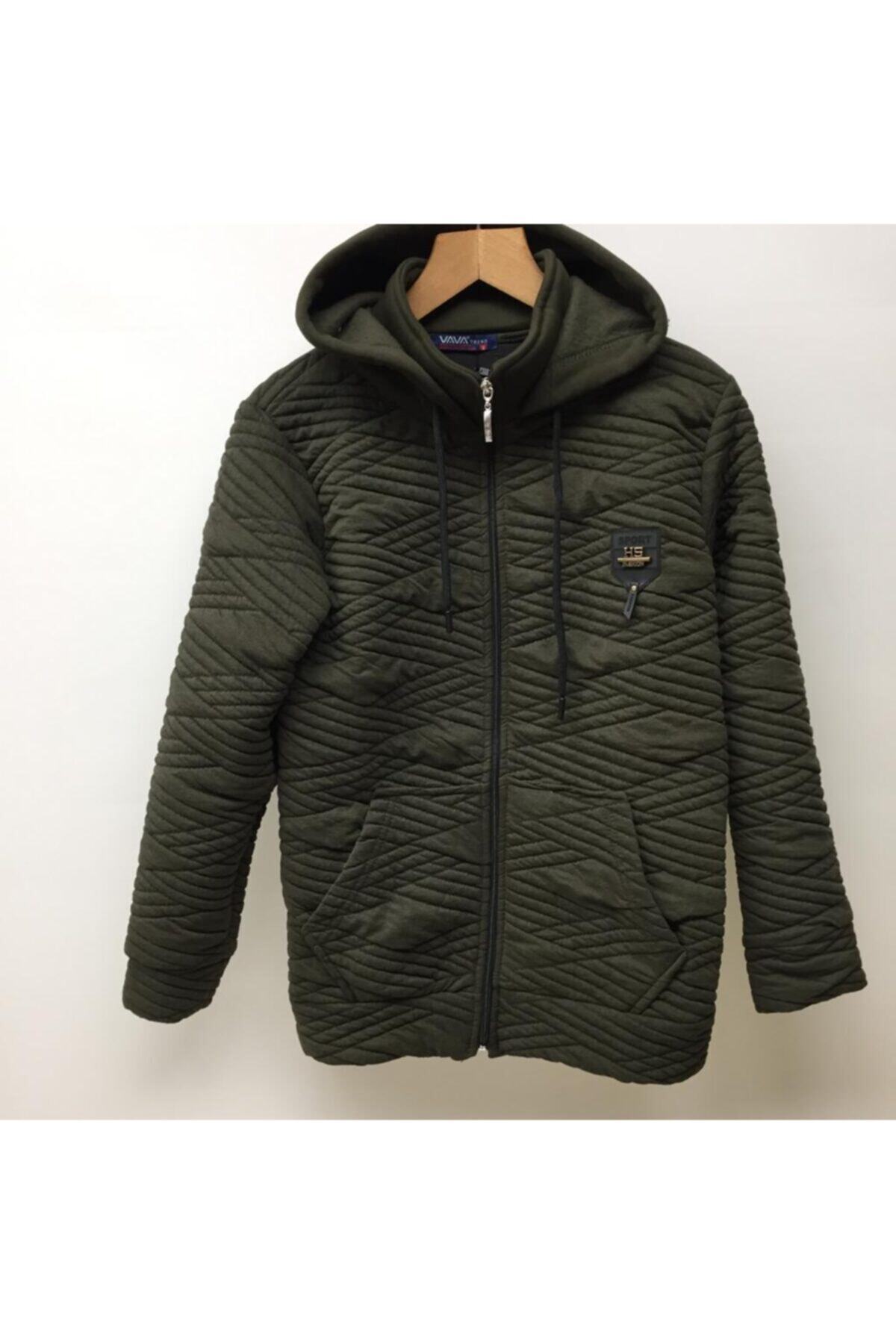 aybeas Erkek Haki Fermuarlı Kapşonlu Sweat