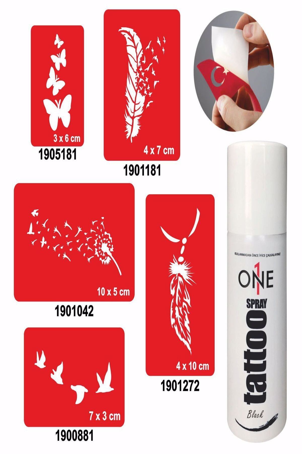 ONE SPRAY TATTOO Kuşlar Ve Tüyler Sprey Dövme Ve Şablon Seti Tattoo