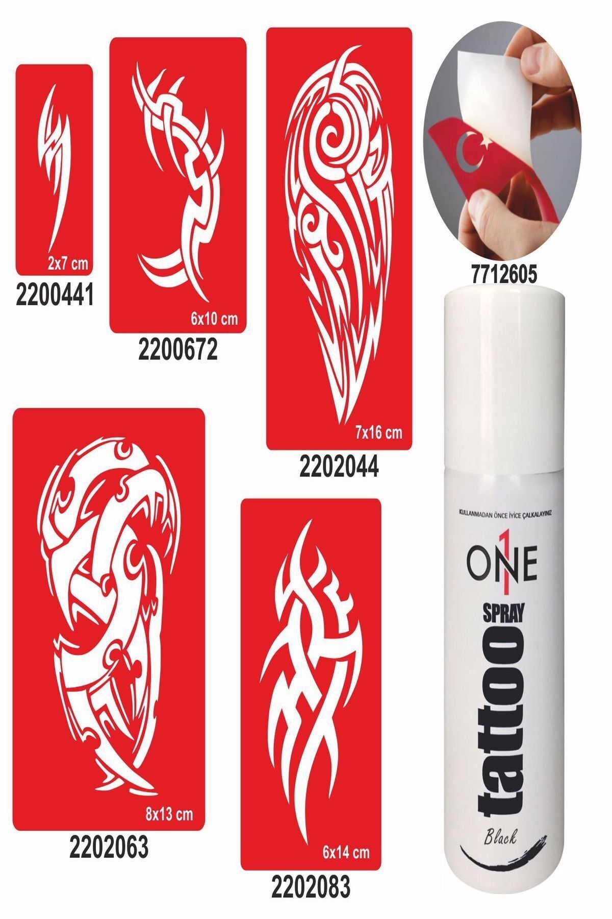 ONE SPRAY TATTOO Asi Triballer Sprey Dövme Ve Şablon Seti Tattoo