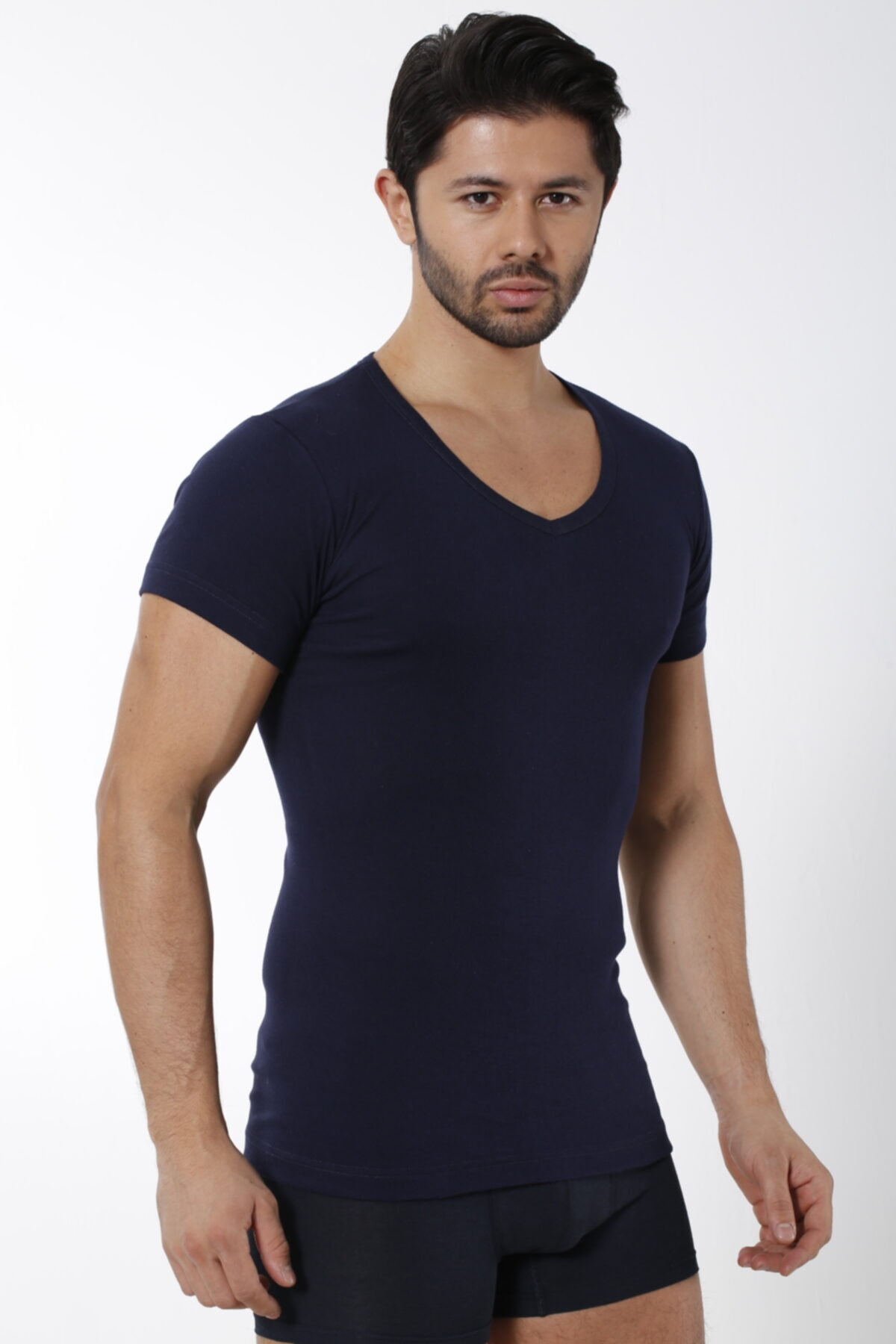 Öztaş Underwear Erkek Lacivert Ribana V Yaka Fanila 3'Lü