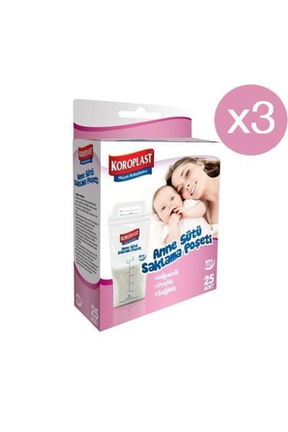 Koroplast Anne Sütü Saklama Poşeti 25'li X 3 Paket (10*22)