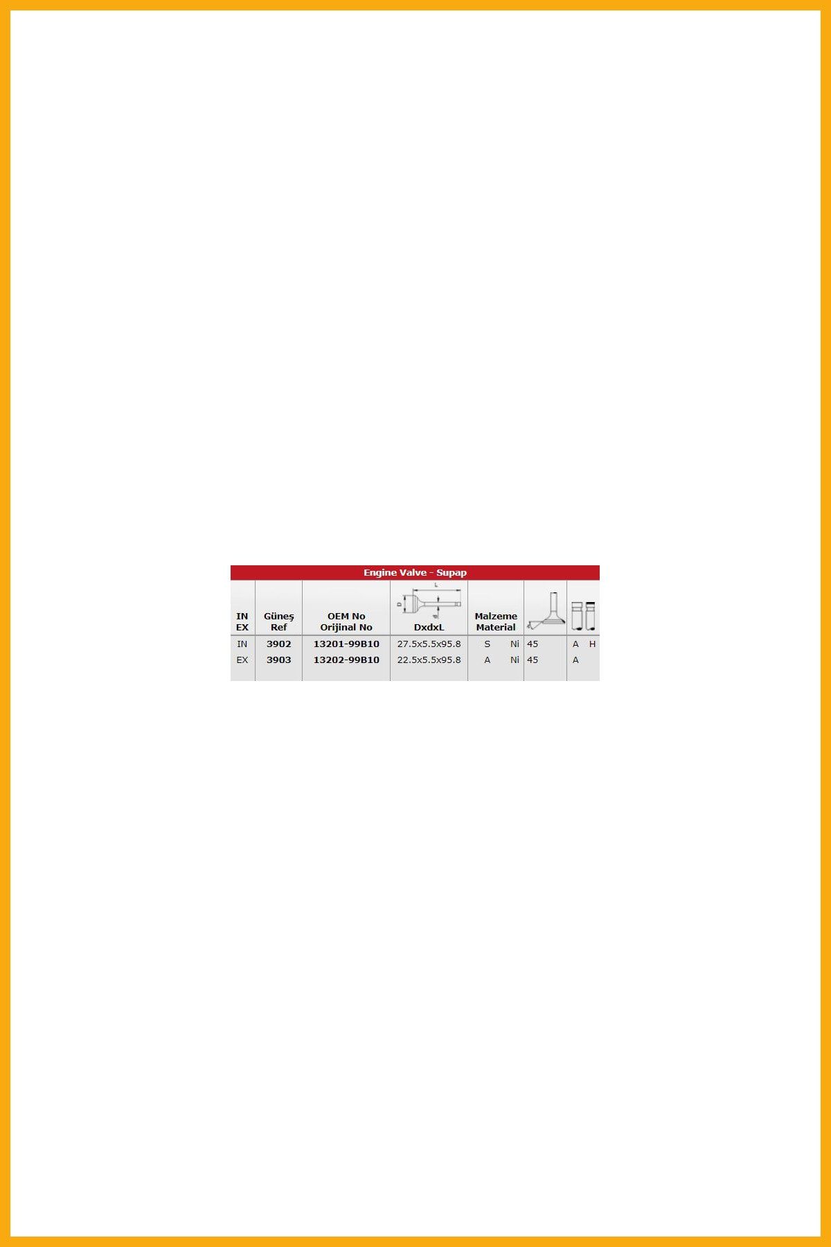 AAVDAN Subap Takımı Mıcra 1,1 1,3 1,4 16v (ın 8 / Ex 8)