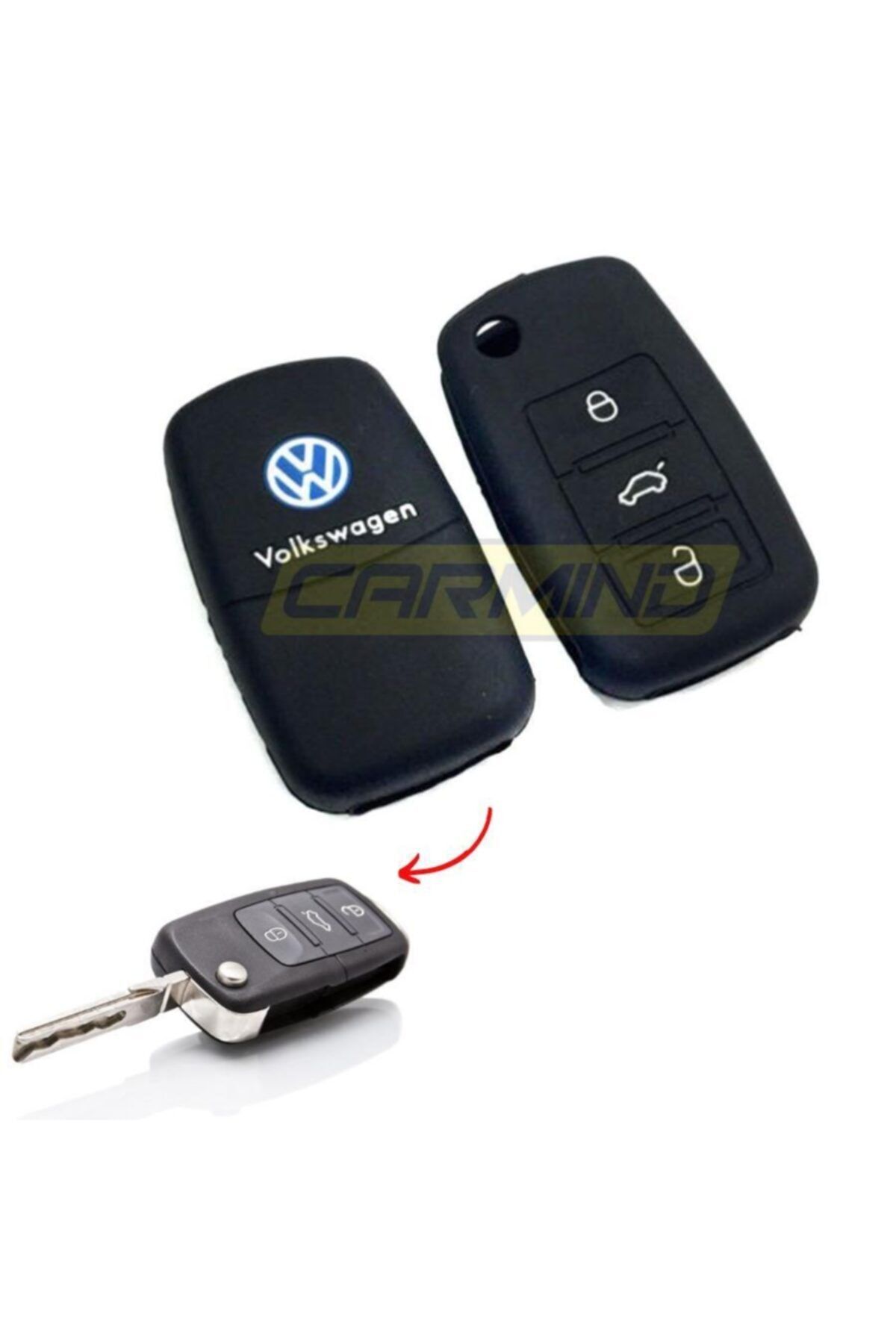 Volkswagen Vw Jetta Golf Passat Polo Tiguan Silikon Anahtar Kılıfı Siyah