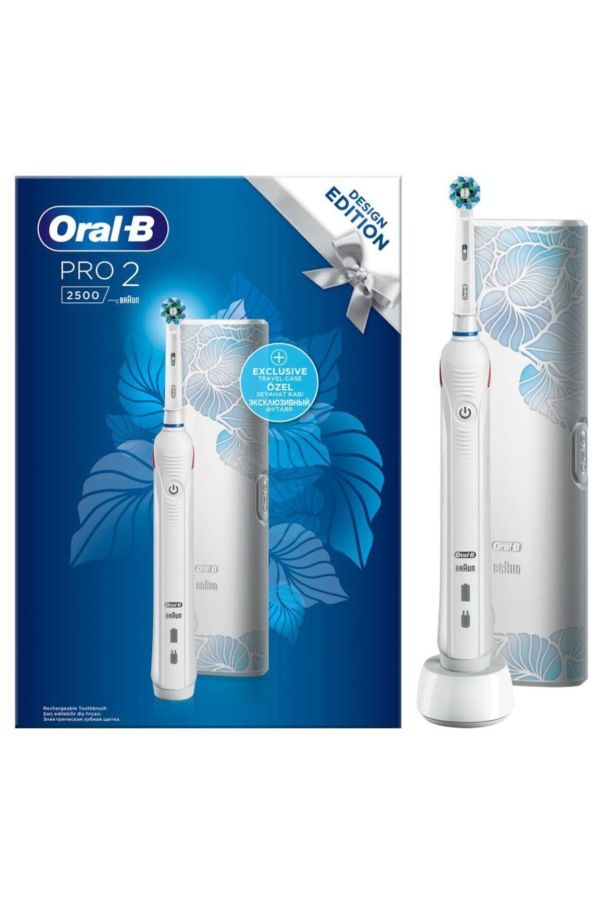 OralB Pro 2500 Şarj Edilebilir Diş Fırçası Cross Action Flora Blue Seyahat Kabı