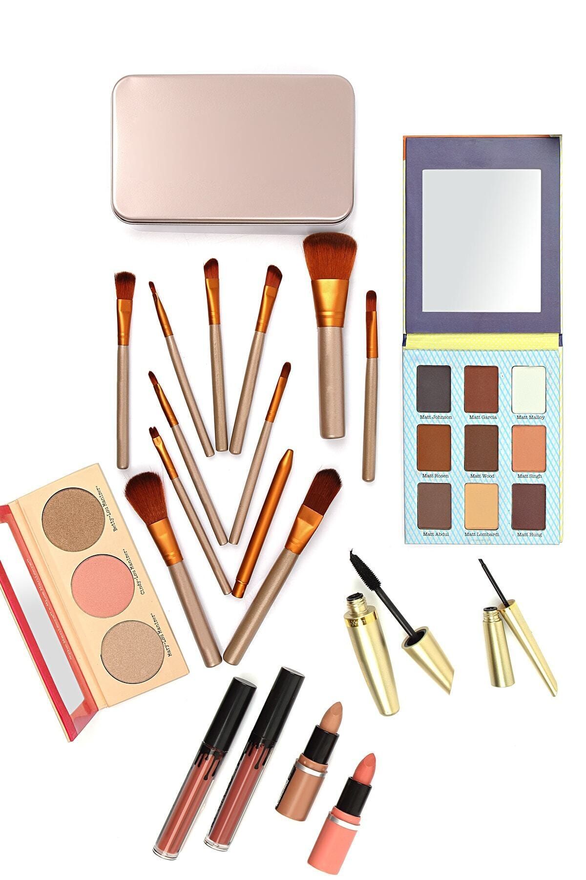 Avantarz Far Paleti + Fırça Seti + Ruj+ Maskara + Eyeliner Opal Makyaj Seti