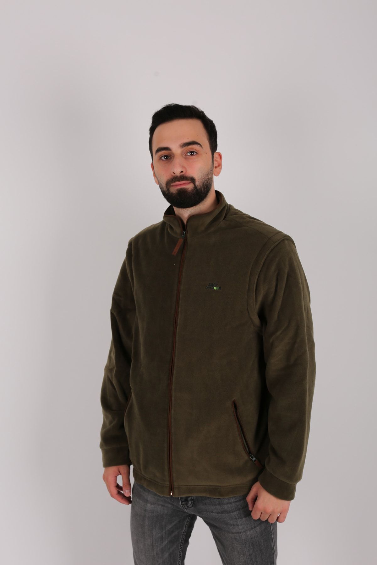SİBER OUTDOOR Erkek Haki Syber Polar Ceket