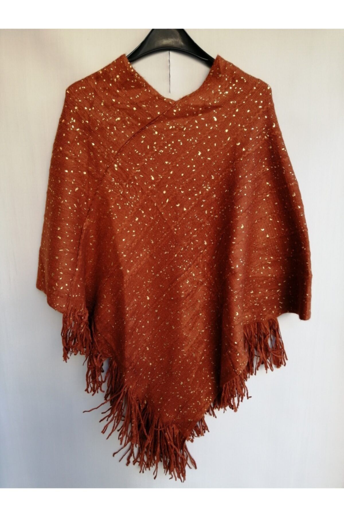 Butik Tülin Kadın Otantik Akrilik Kiremit Şal Panço