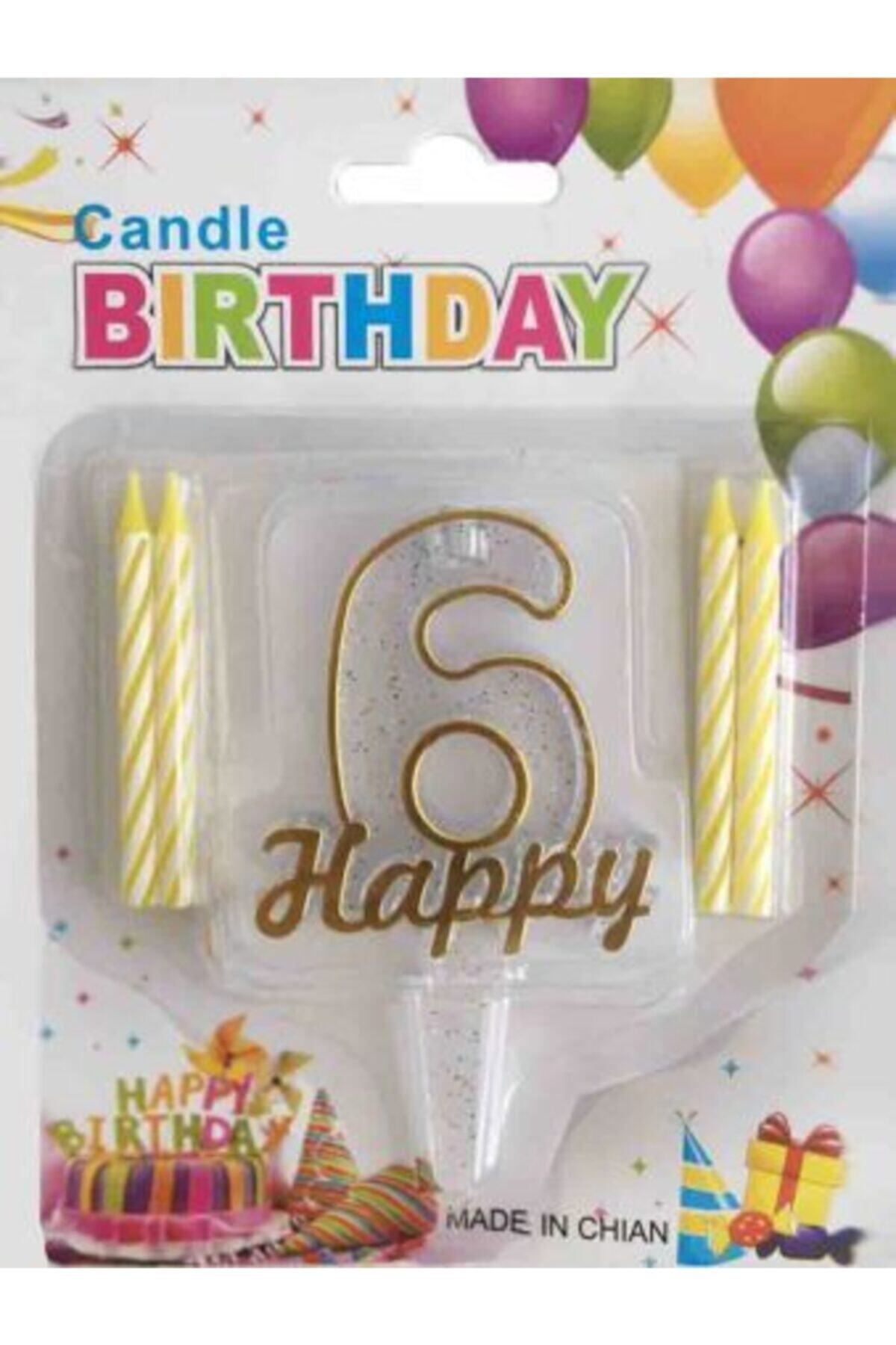whiteavm 6 Yaş Happy Yazılı Altın Mum Pk:1 Kl:600