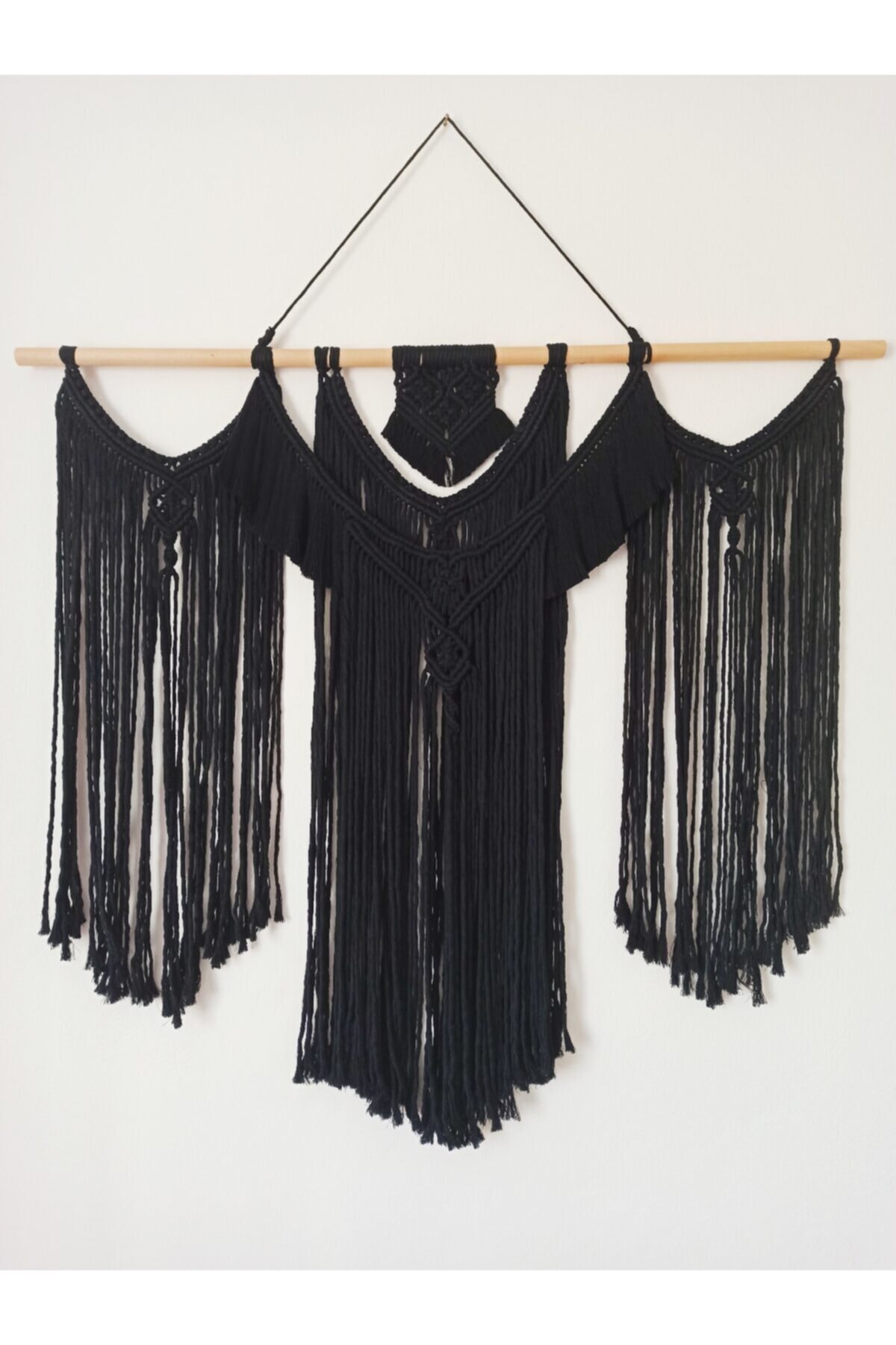 Pamuk Atölye Siyah Raven Makrome Duvar Dekoru