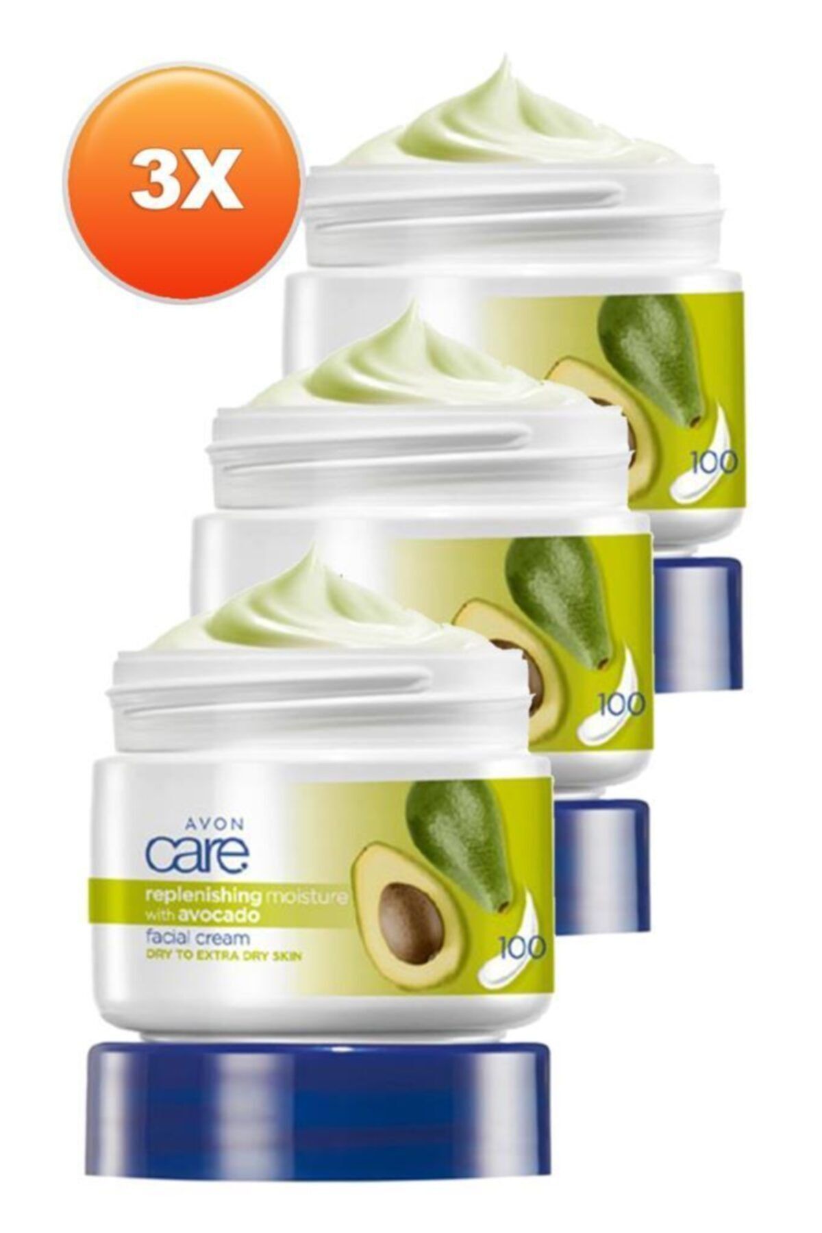 AVON Care Kuru Ciltler Için Avokado Özlü Yüz Kremi 100 Ml. Üçlü Set