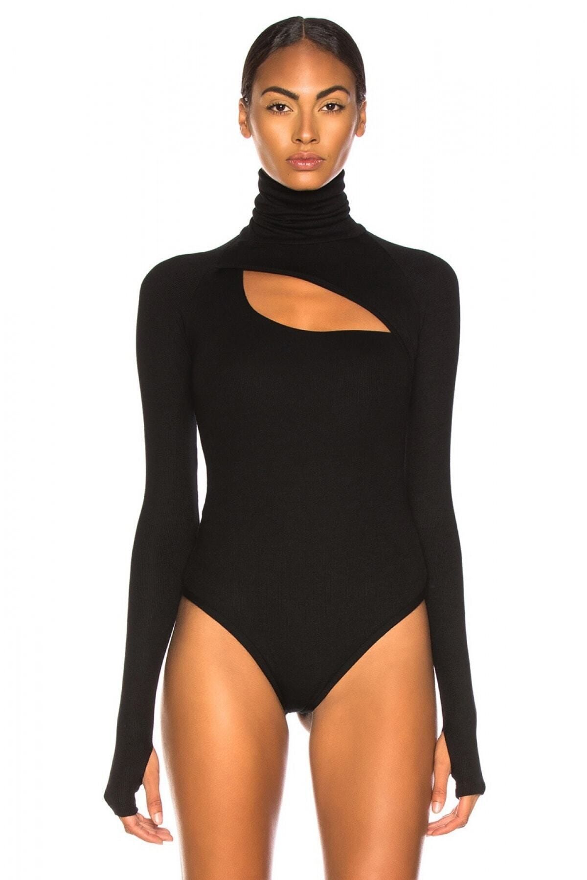 Nsb Tasarım Kadın Siyah Balıkçı Yaka Bodysuit