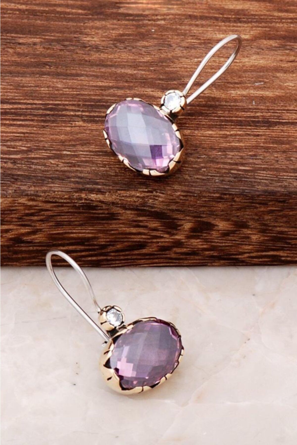 Sümer Telkari Kadın Pembe Topaz Taşlı Gümüş Küpe 1462