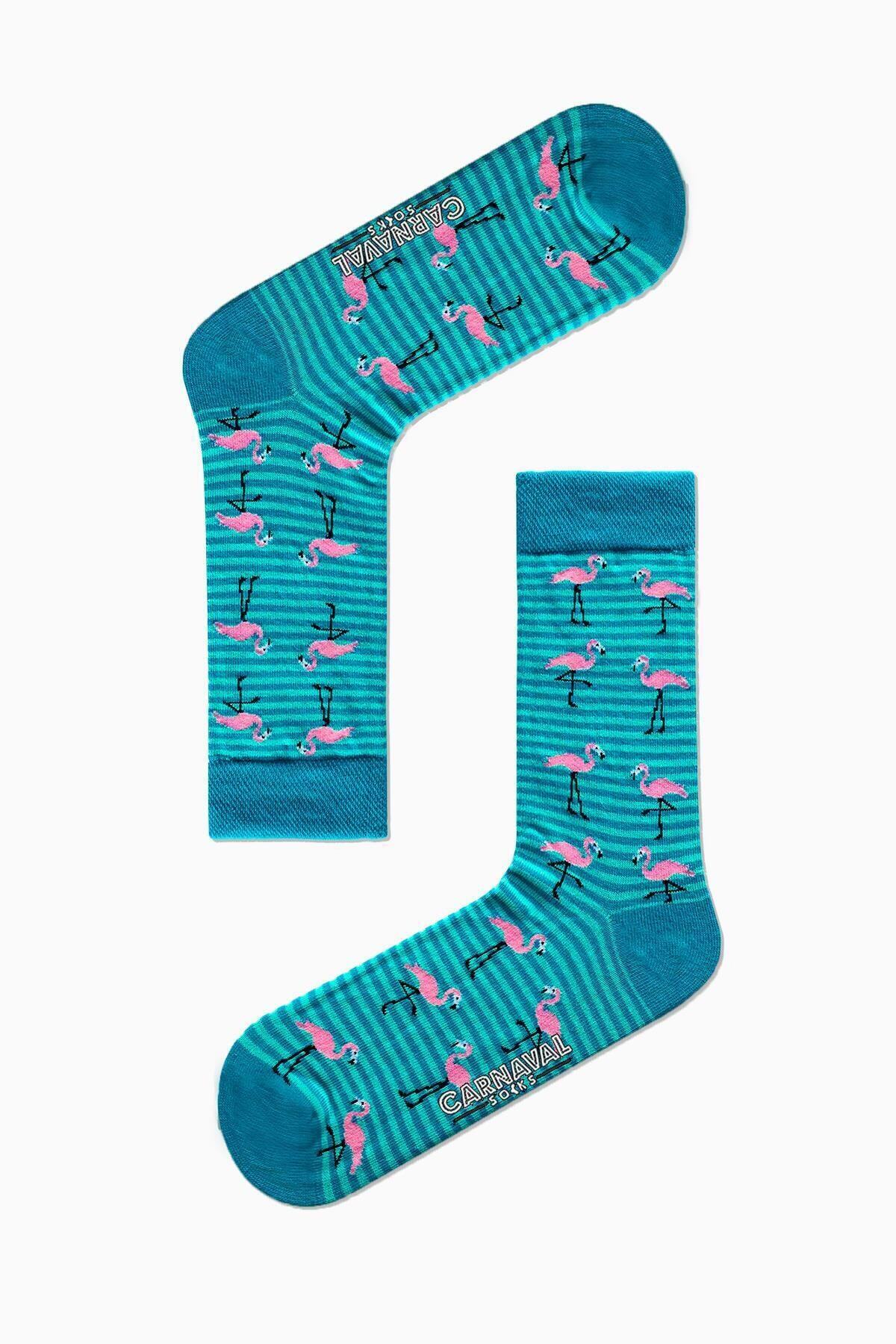 CARNAVAL SOCKS Çemberli Flamingo Desenli Renkli Çorap