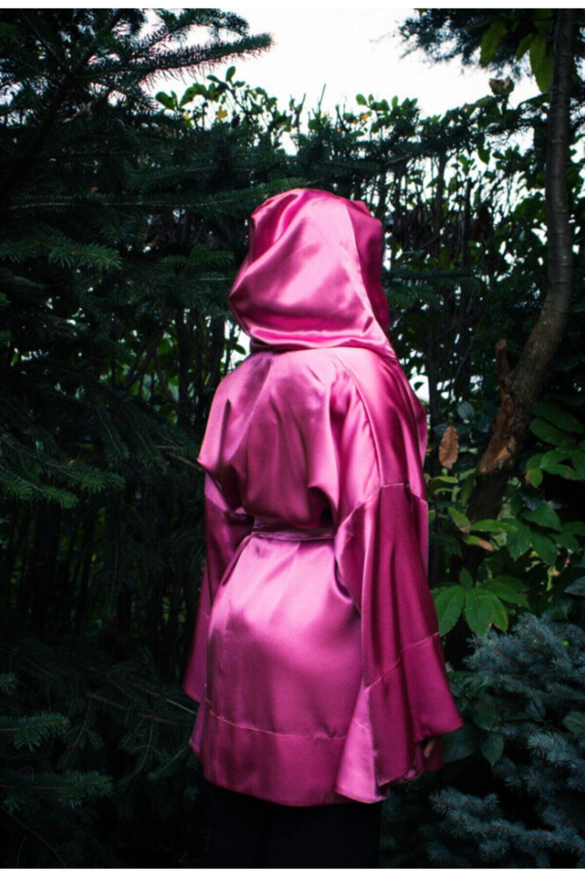 BayerXBayer Kadın Koyu Pembe Saten Kimono