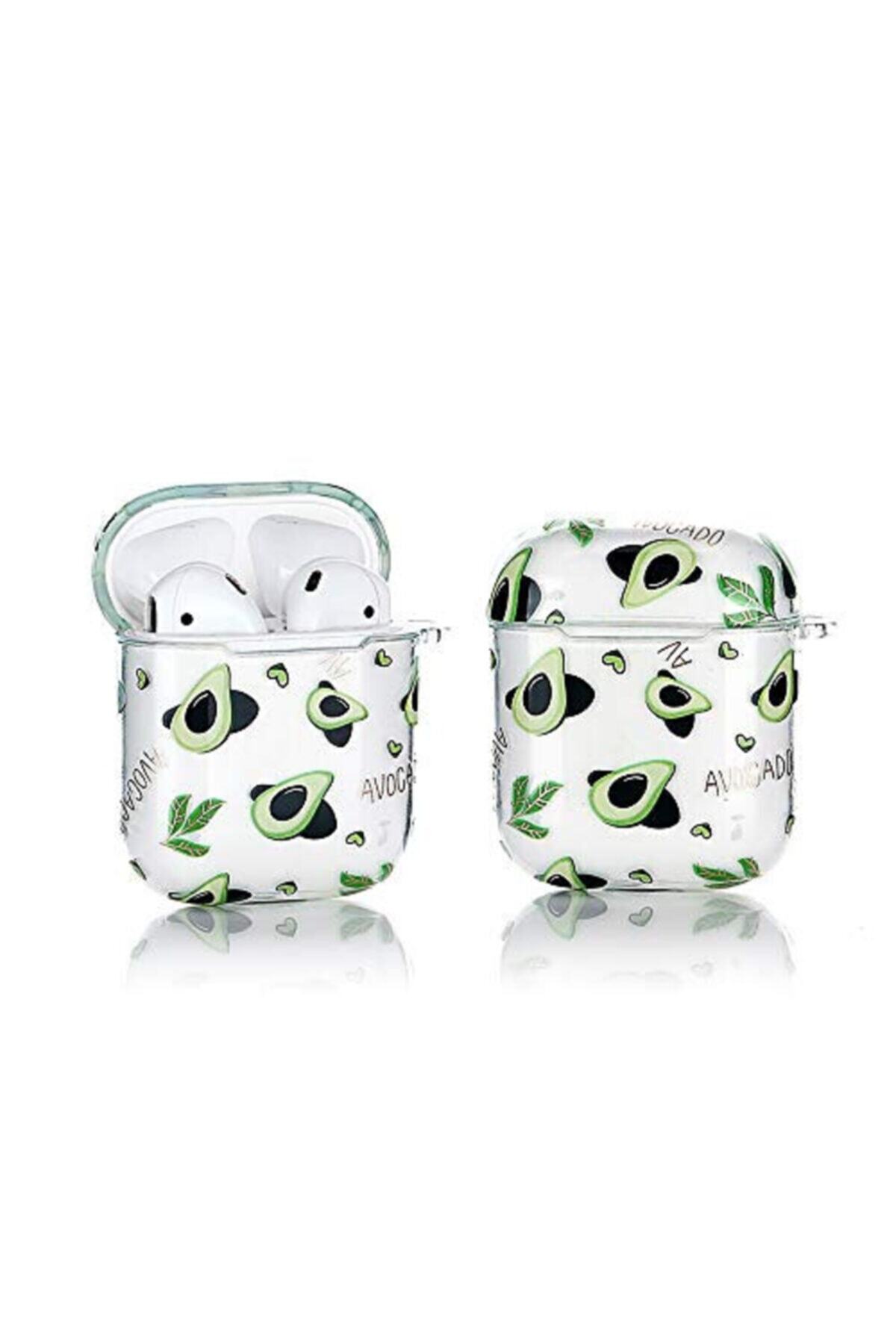 MY MÜRDÜM Sevimli Avokado Şeffaf Desenli Airpods Kılıfı 1. Ve 2. Nesil Uyumlu