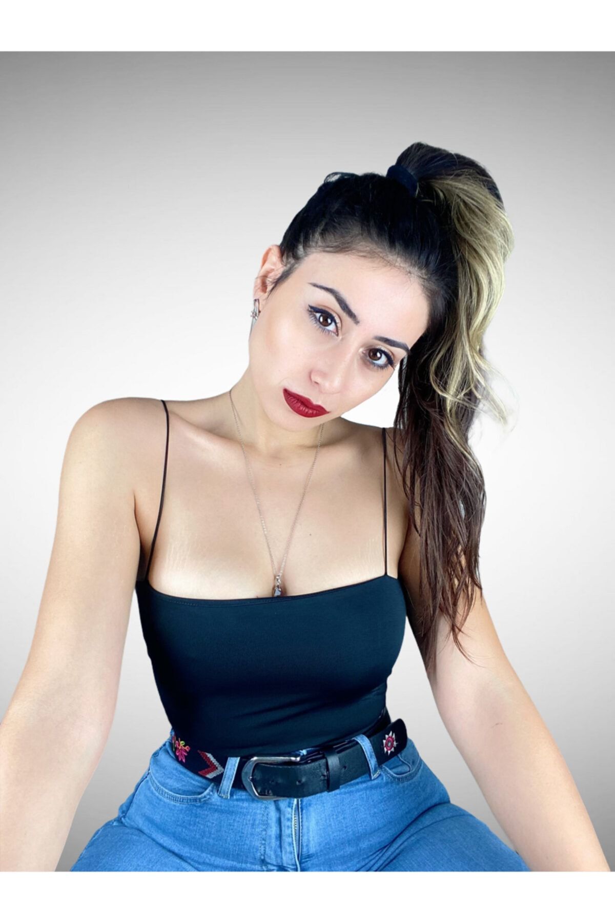 Pika Kadın Siyah Şık Croptop
