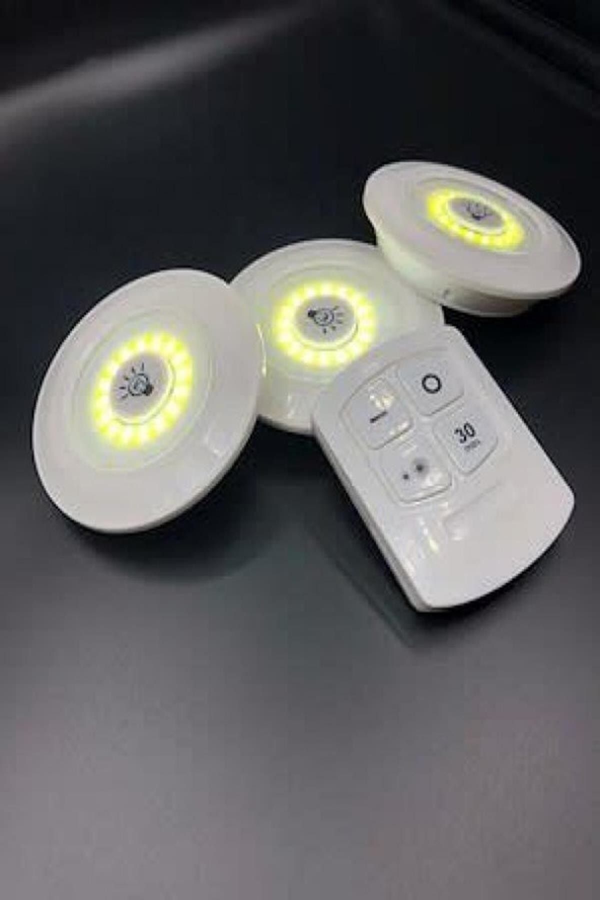Hop Yanımda Uzaktan Kumandalı Kablosuz 3'lü Led Spot Lambalar