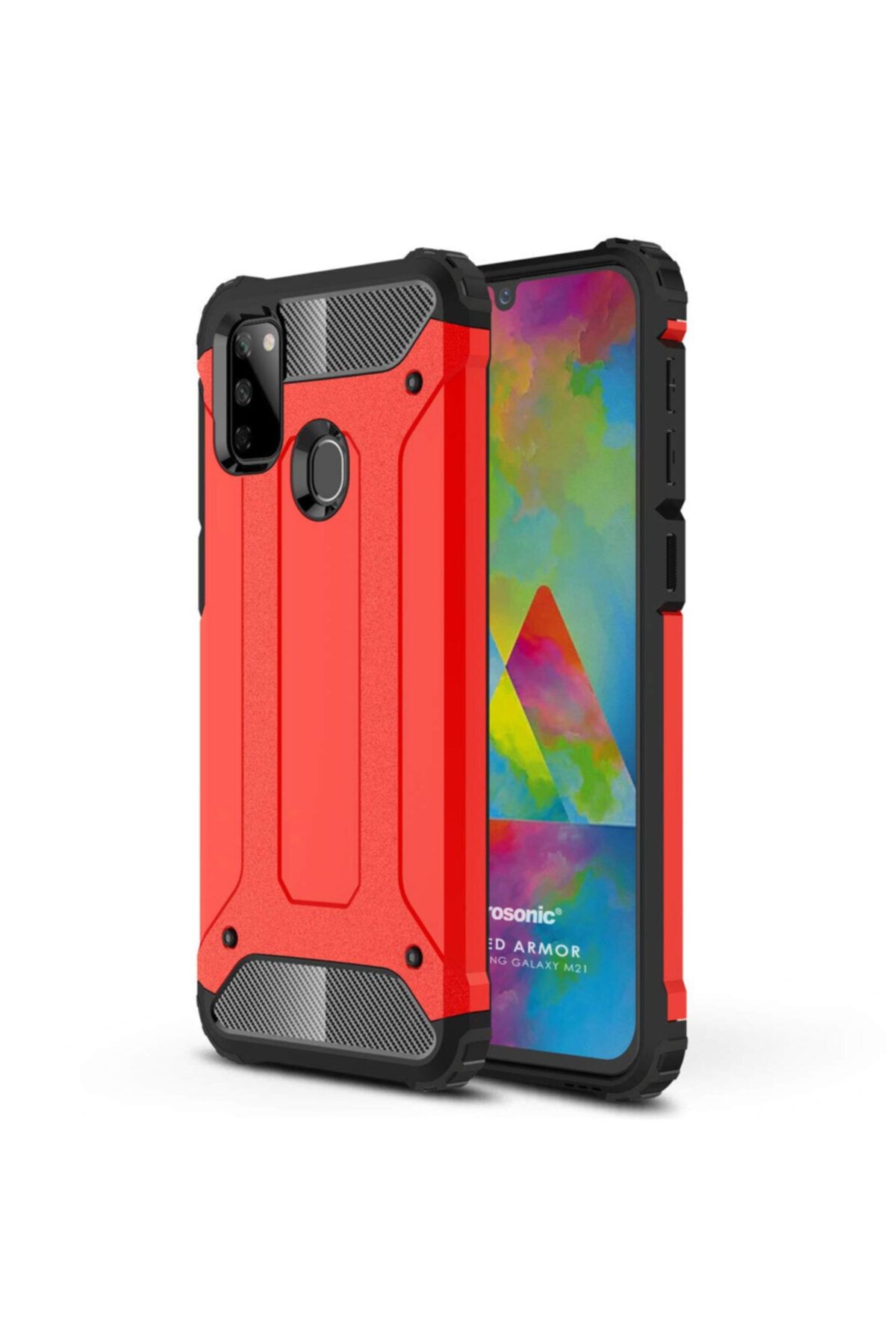Microsonic Microsonic Galaxy M21 Kılıf Rugged Armor Kırmızı 1