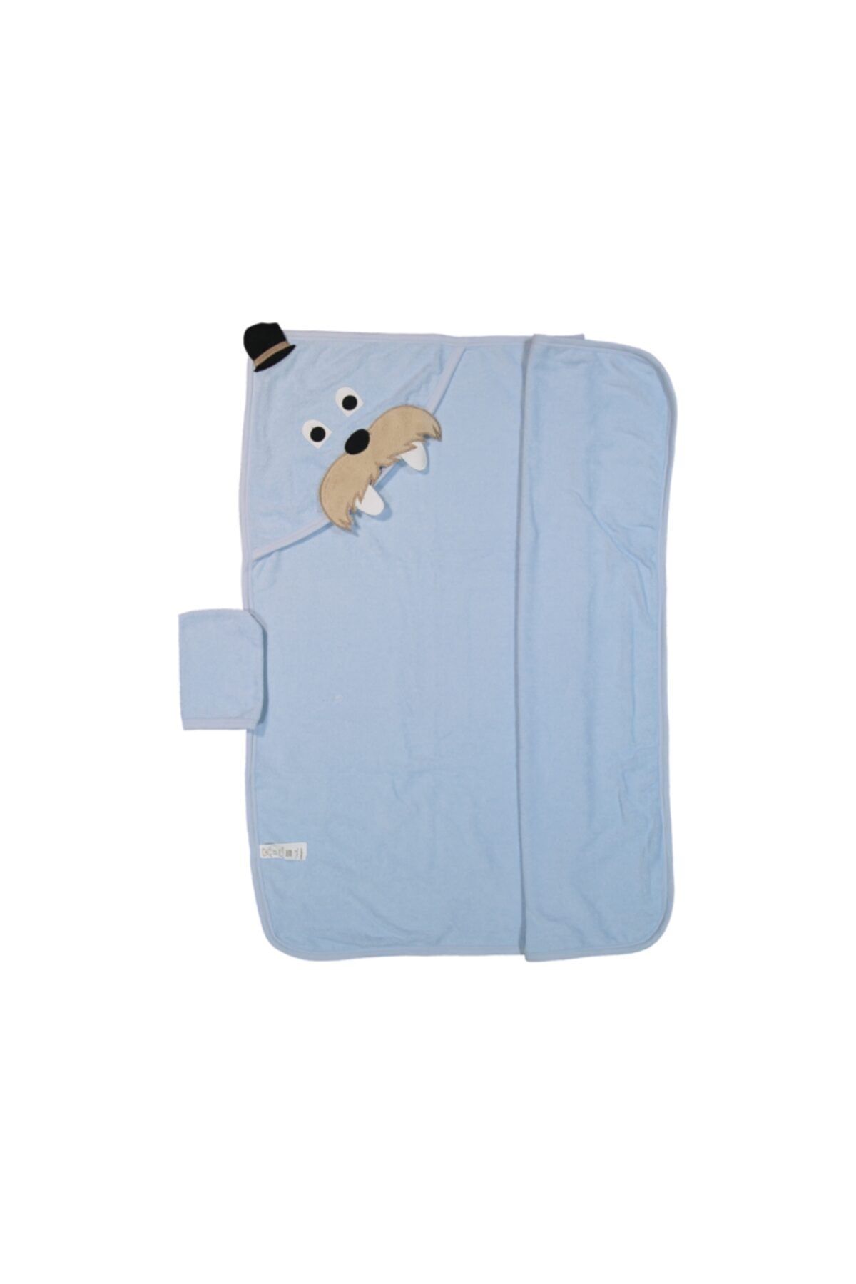 baby line Erkek Bebek Mavi Banyo Havlu Silgi