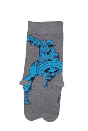 Rashoo Unisex Gri Kaptan Amerika &Ccedil;orap