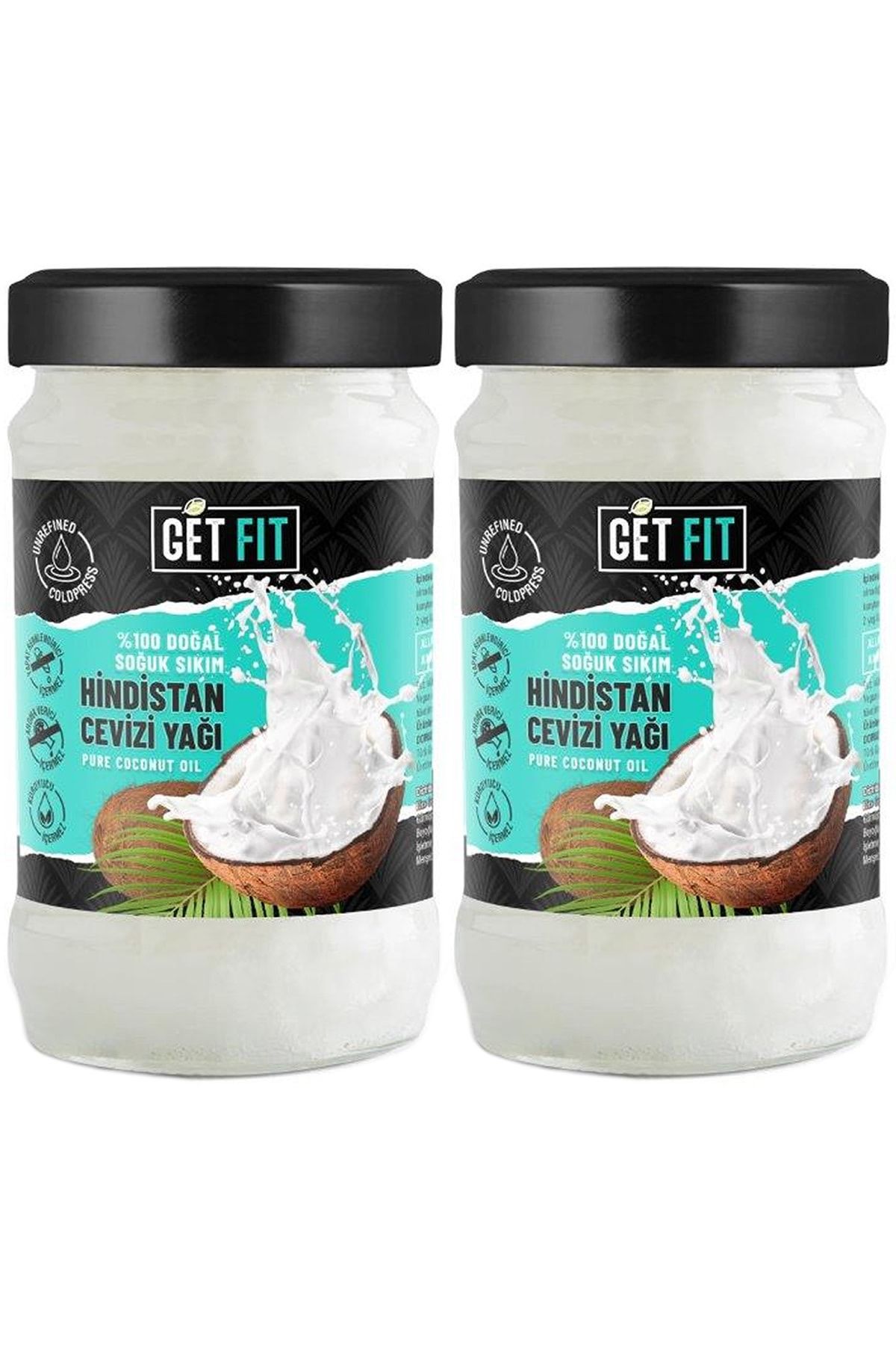 GetFit Doğal Soğuk Sıkım Hindistan Cevizi Yağı 300 Ml X 2 Adet