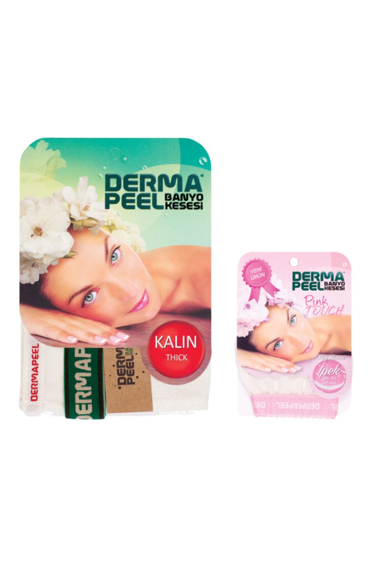 Dermapeel Kalın Banyo Kesesi + Pink Touch Yüz Kesesi Set