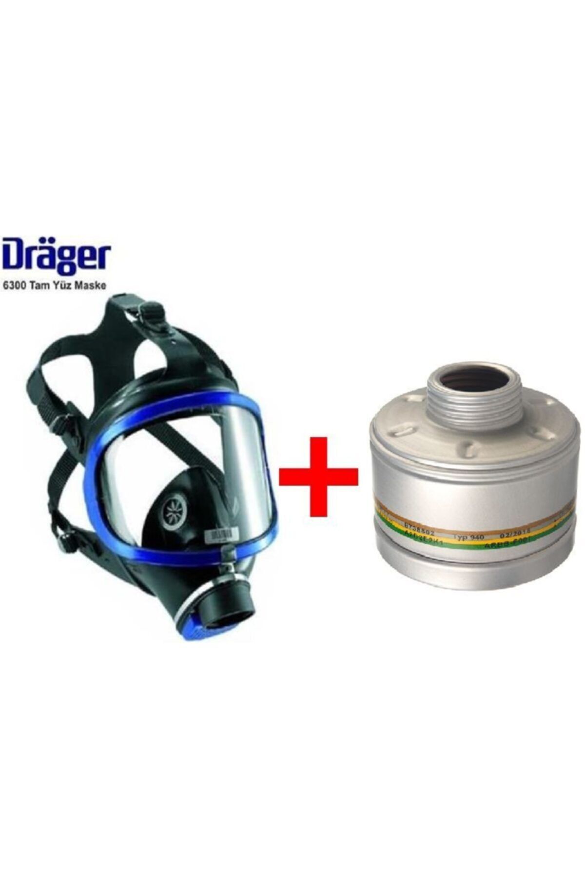 Drager X-plore 6300 Tek Filtreli Tam Yüz Gaz Maskesi + Rd40 A2b2e2k1 Filtresi