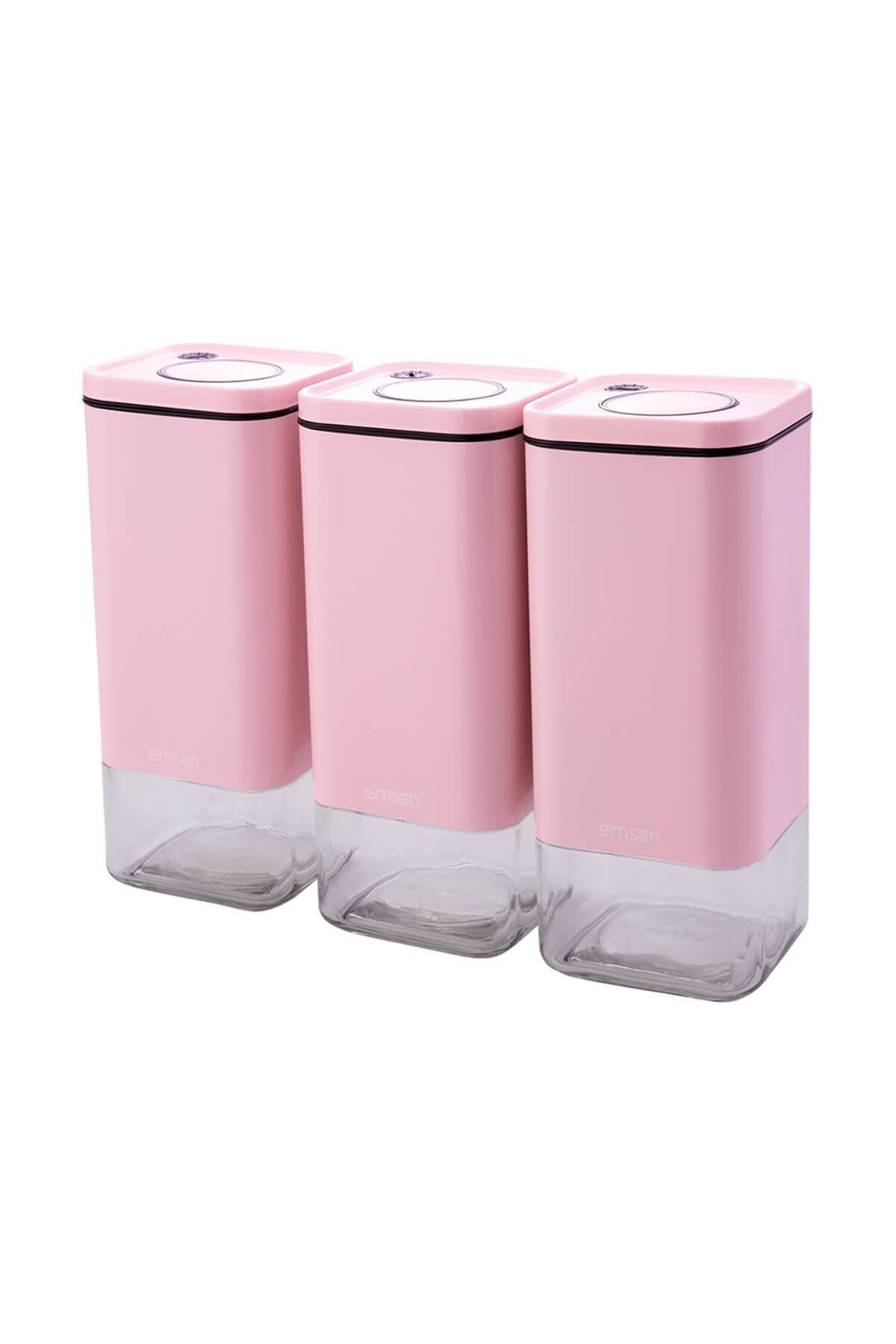 Emsan Plaza 3'lü Büyük Kavanoz Baby Pink