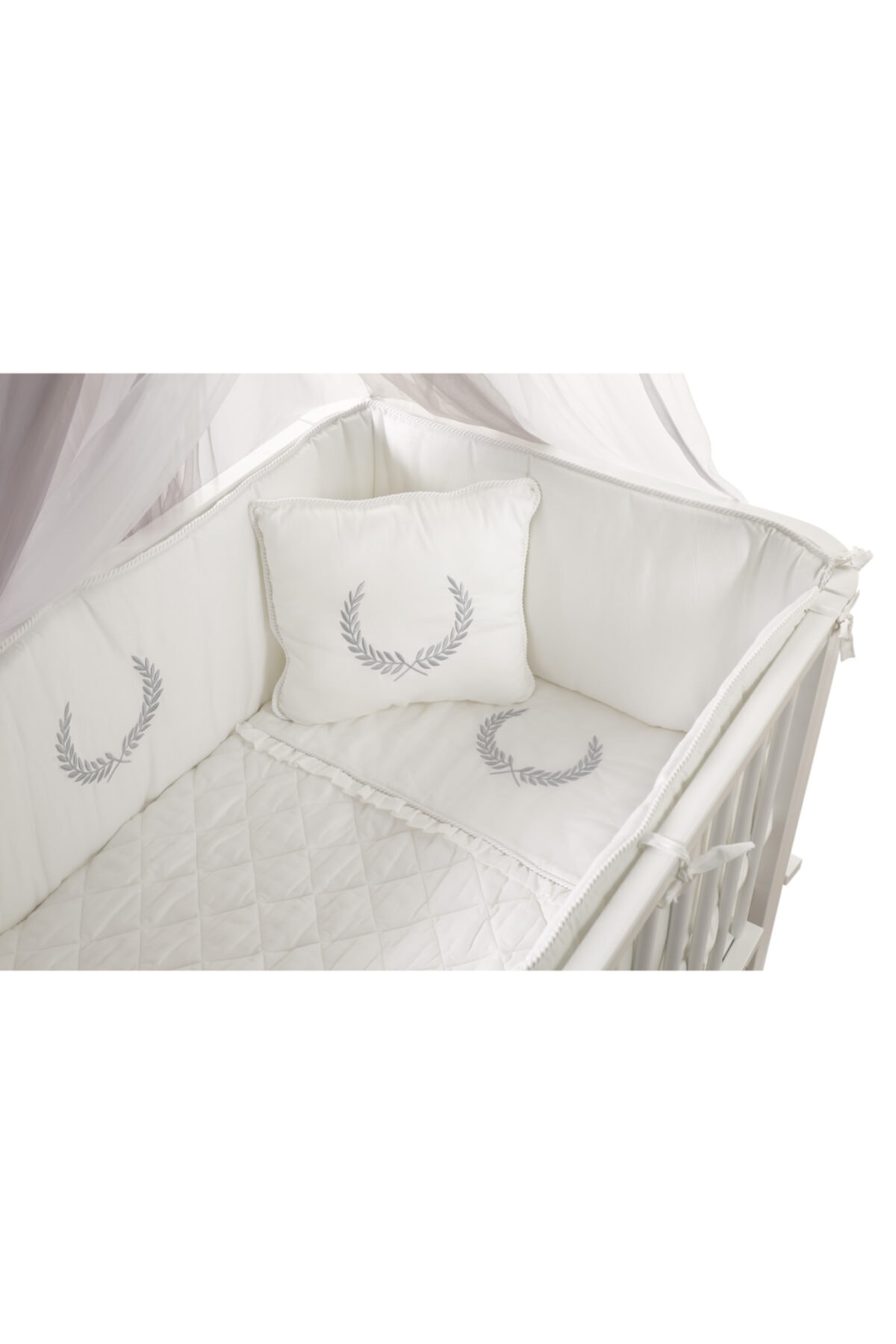 EGEBABY (SADECE UYKU SETİDİR) Ege Baby 2021 Collection (70X110) Gri Nakışlı Uyku Seti
