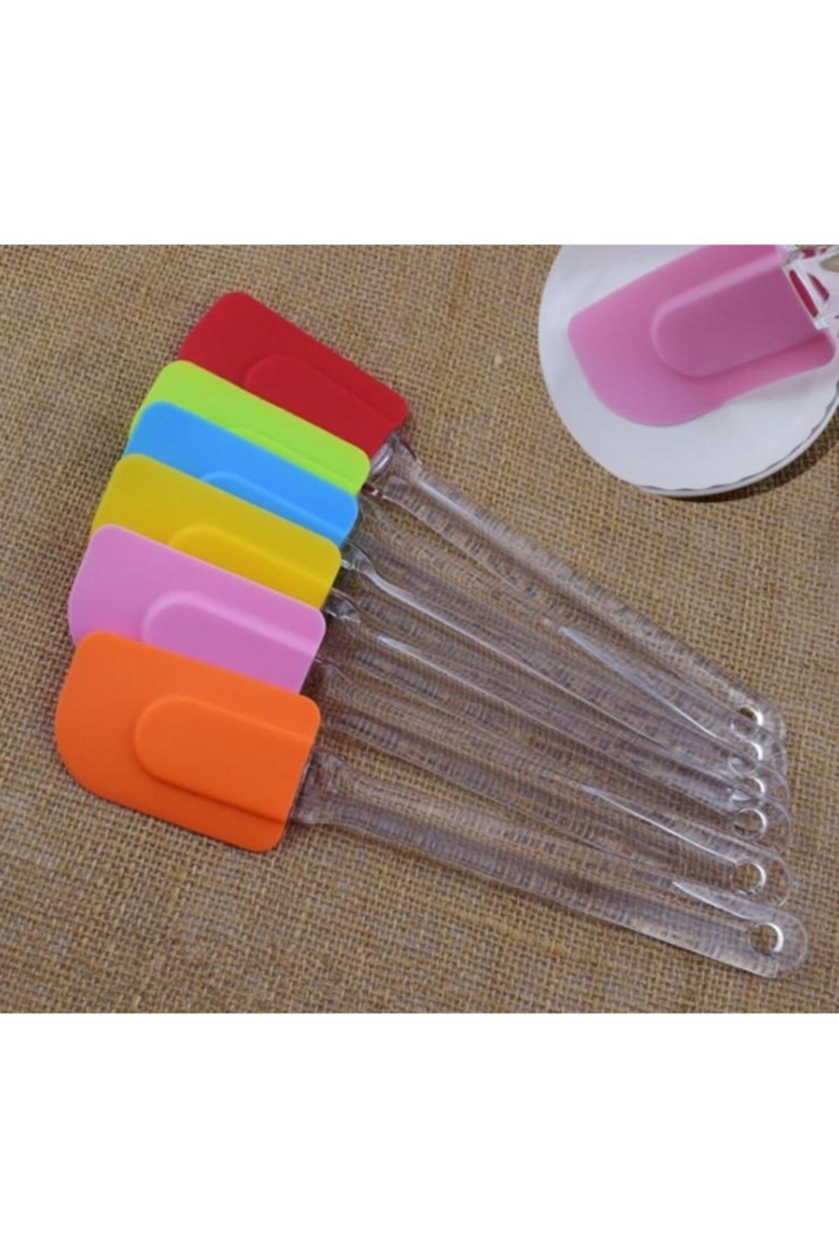 Yabidur Renkli Şeffaf Saplı Silikon Spatula 24 cm