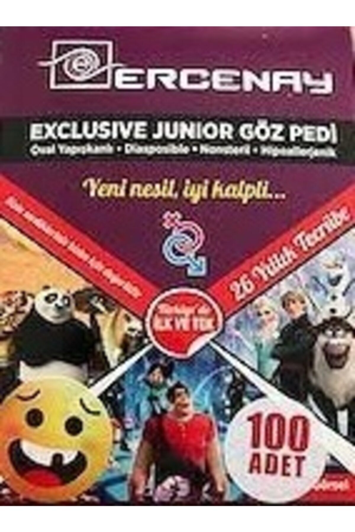 ERCENAY Göz Kapama Bandı Göz Pedi 100 Adet Emojili Zadem Anka
