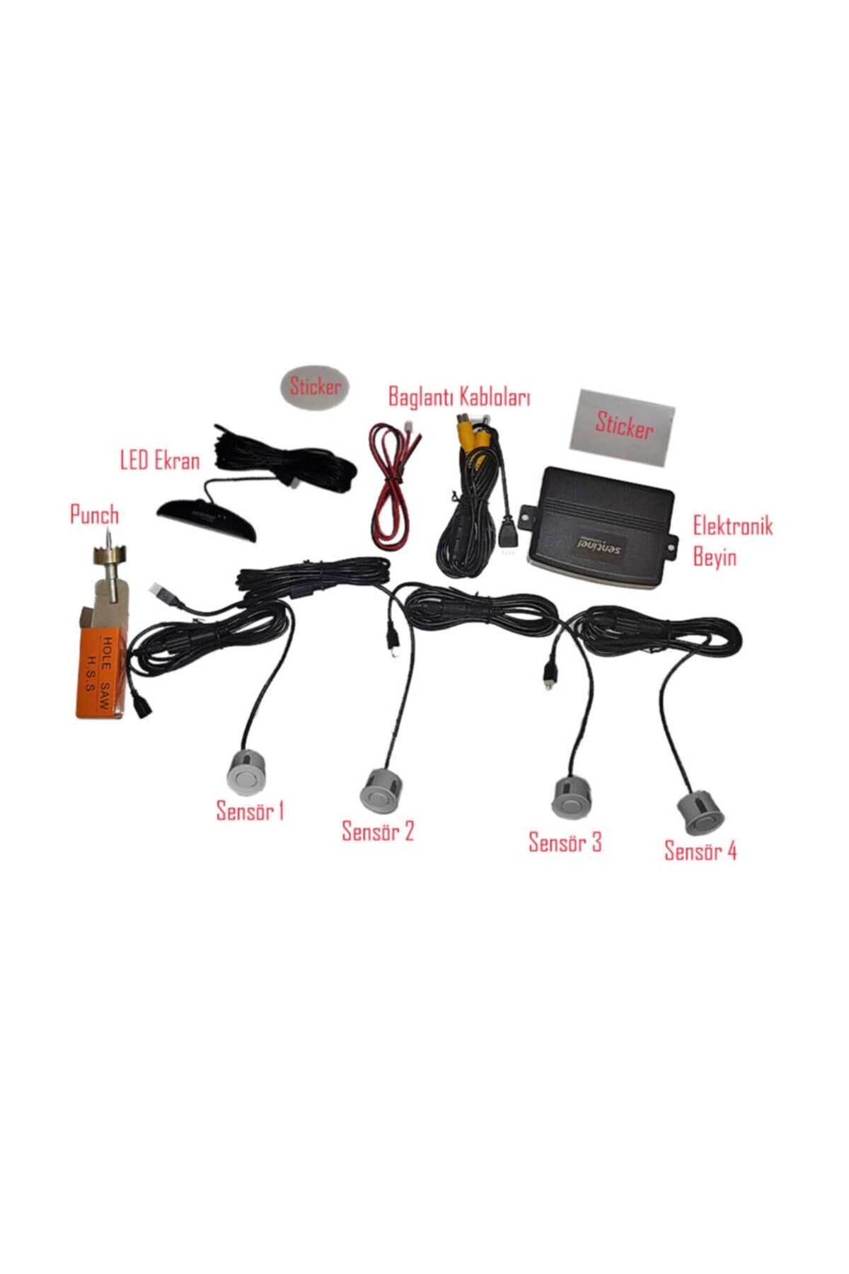 Auto Accessory World Park Sensörü Led Ekranlı Beyaz