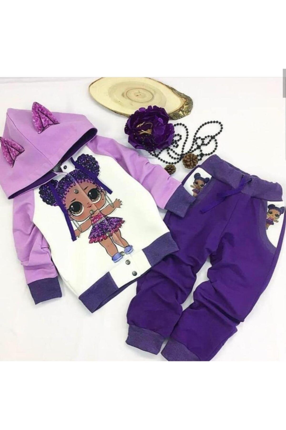 kokos bebek kiz cocuk mor lol purple esofman takim fiyati yorumlari trendyol