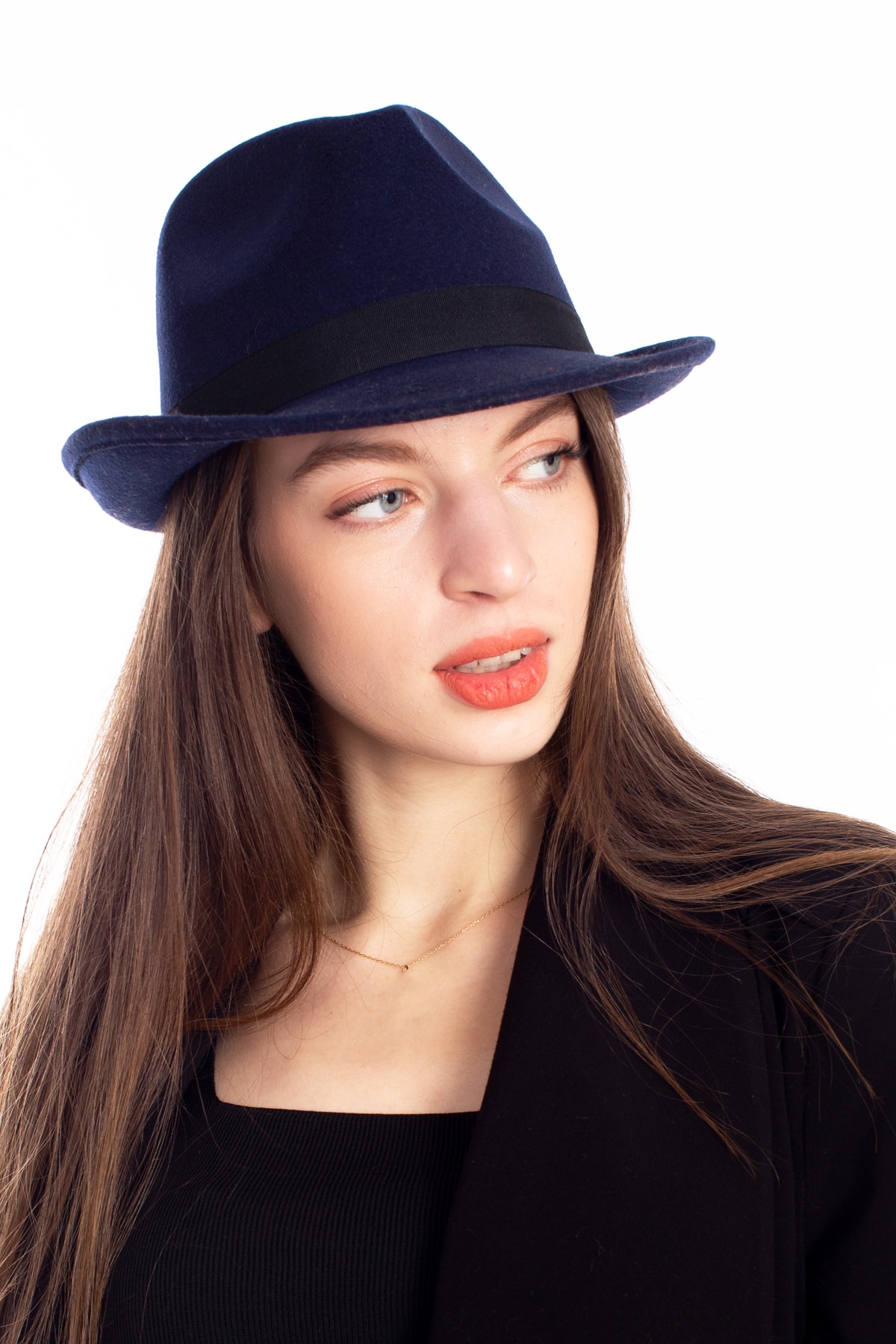LadyColor Kadın Şapka Lacivert Keçeli