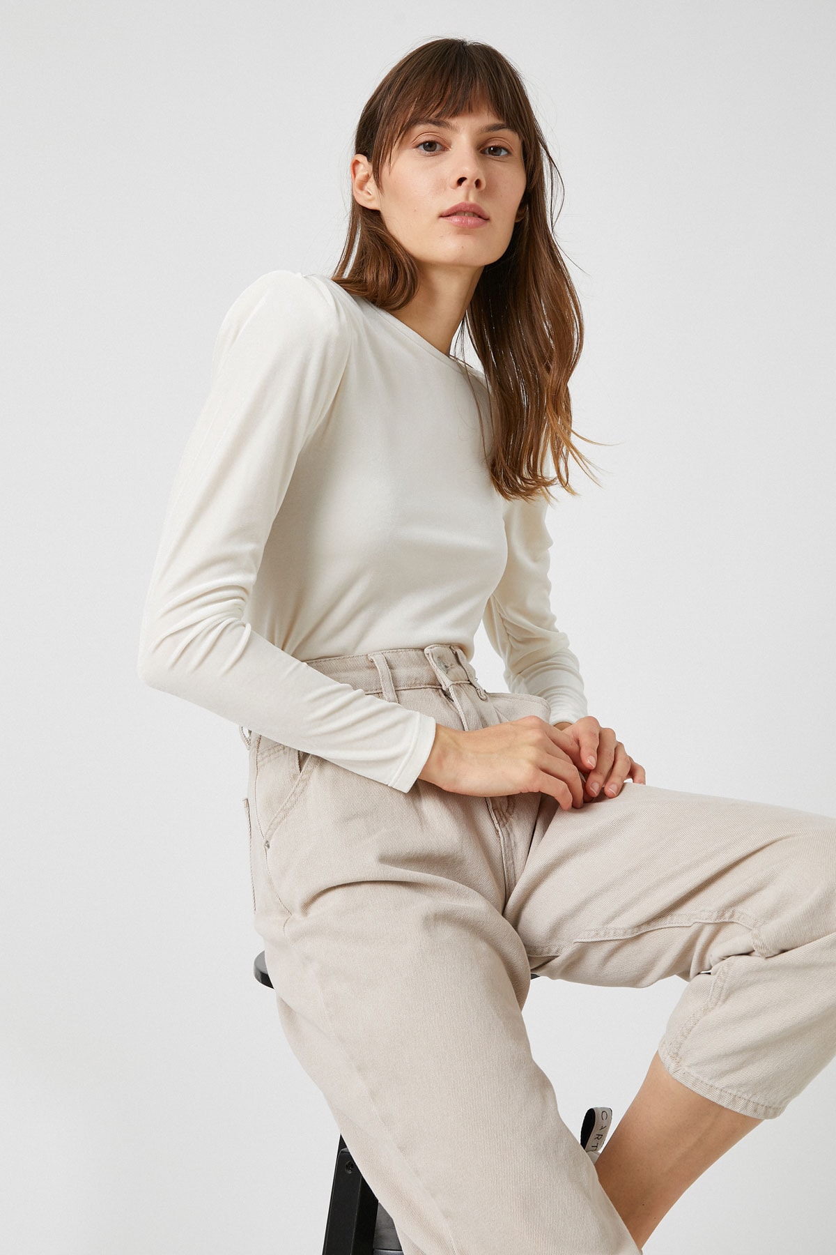 Koton Kadın Ekru T-Shirt 1KAK13440EK