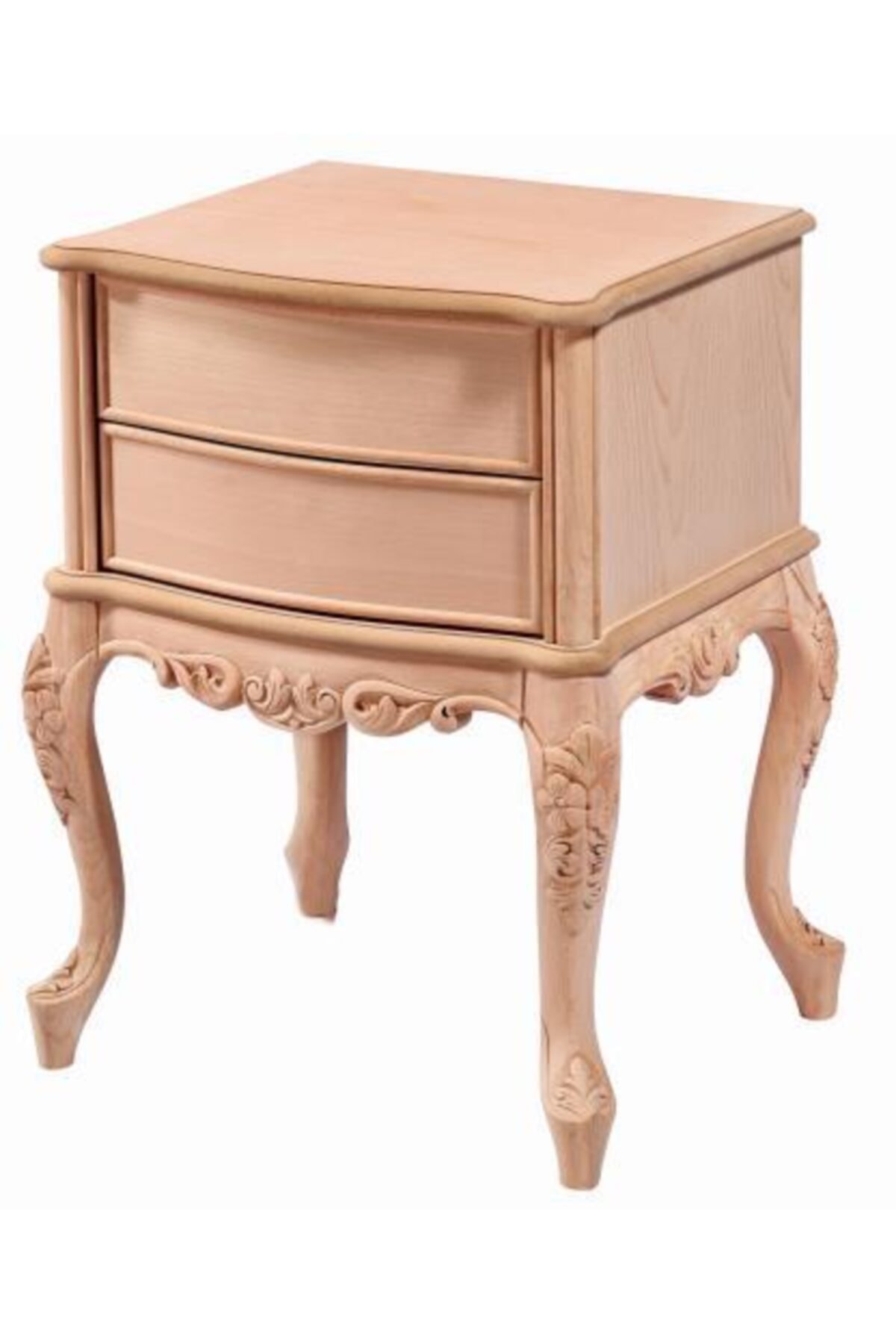 Obuts Home Barcelona Oymalı Komodin Ahşap Ham