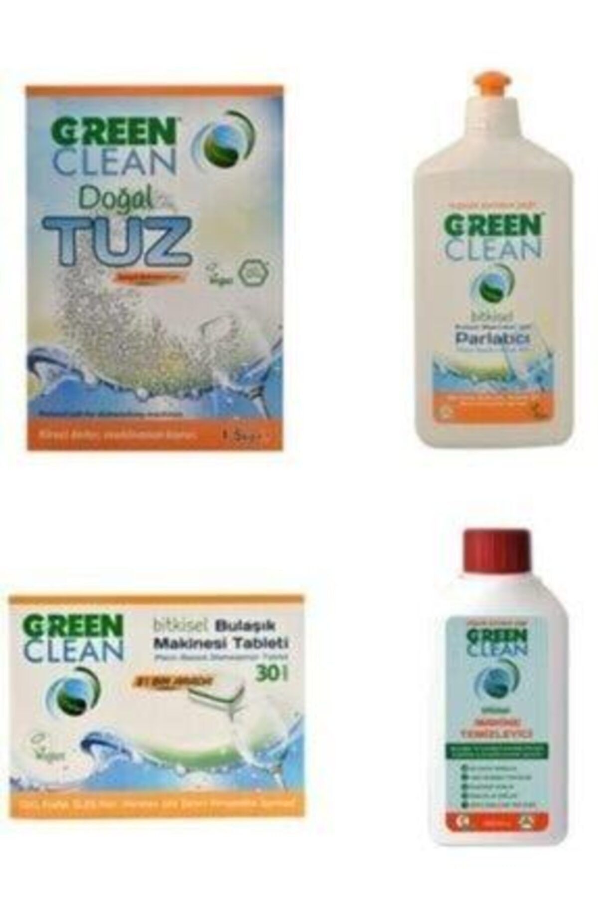 U Green Clean Clean Bulaşık Makinesi Tableti 30 adet Tuz 1,5kg Parlatıcı 500ml Makine Temizleyici 250ml