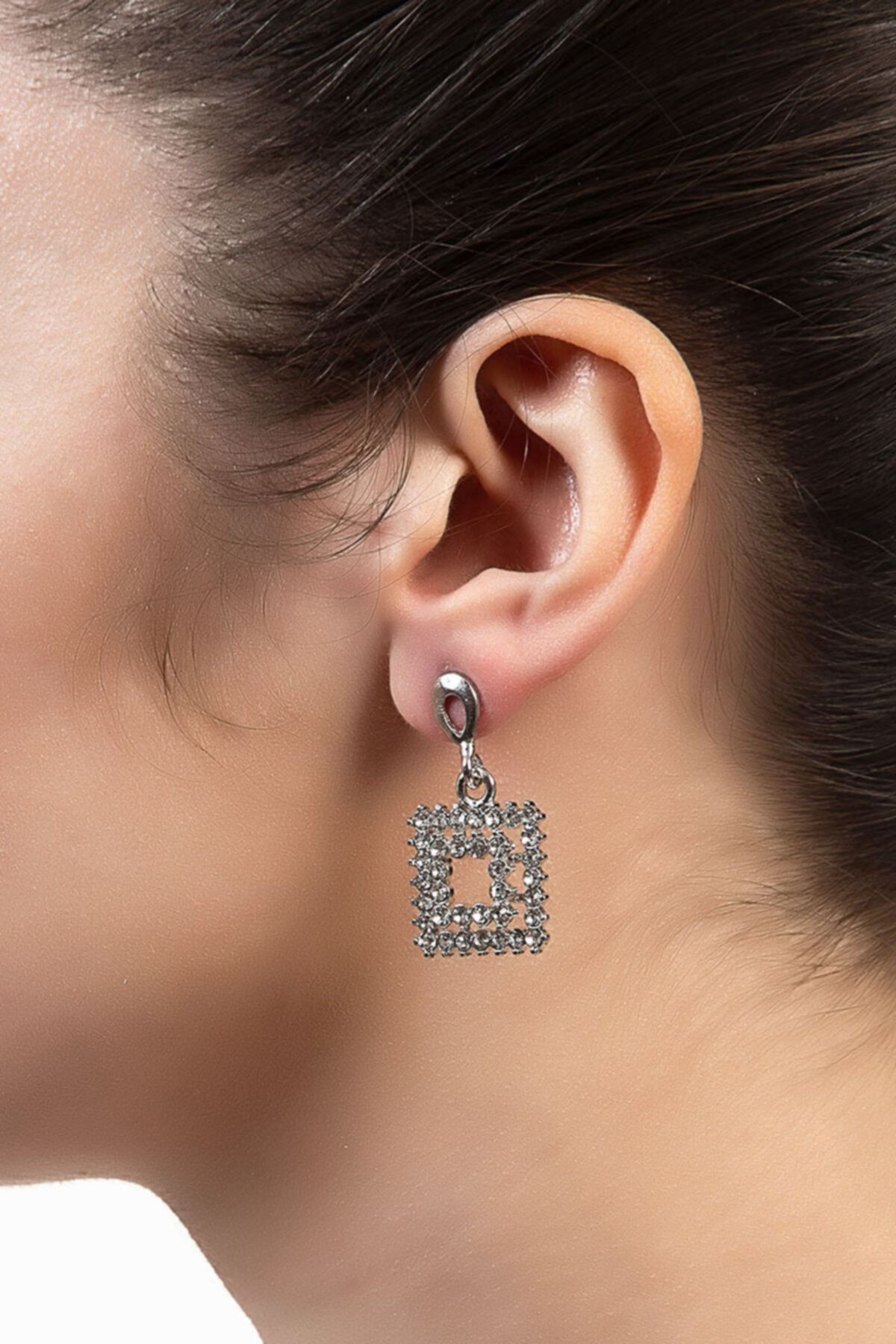 Trend Kolye Earrings Silver colored Zircon Trendyol