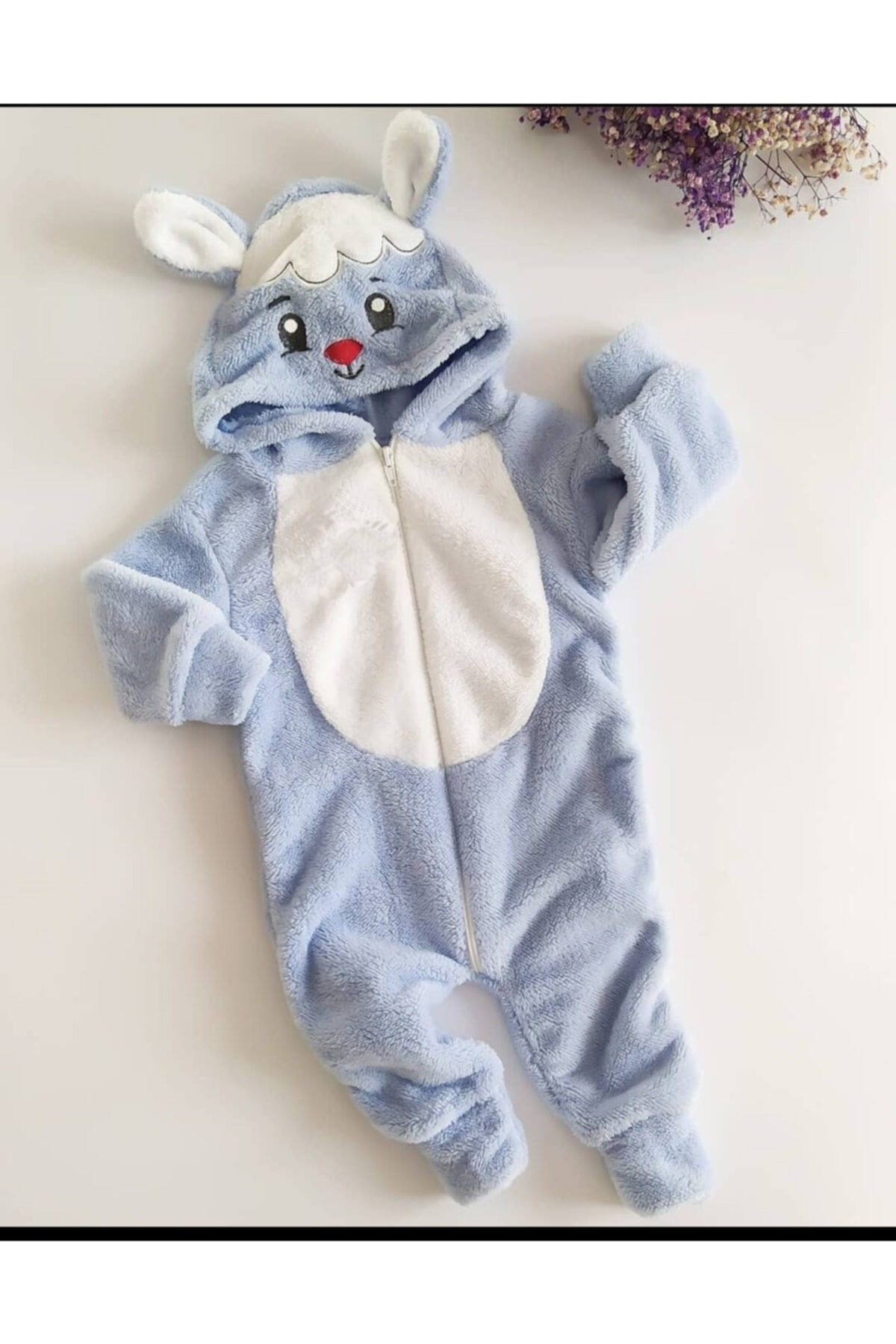 nurcotton Erkek Bebek Mavi Tavşanlı Uyku Tulumu