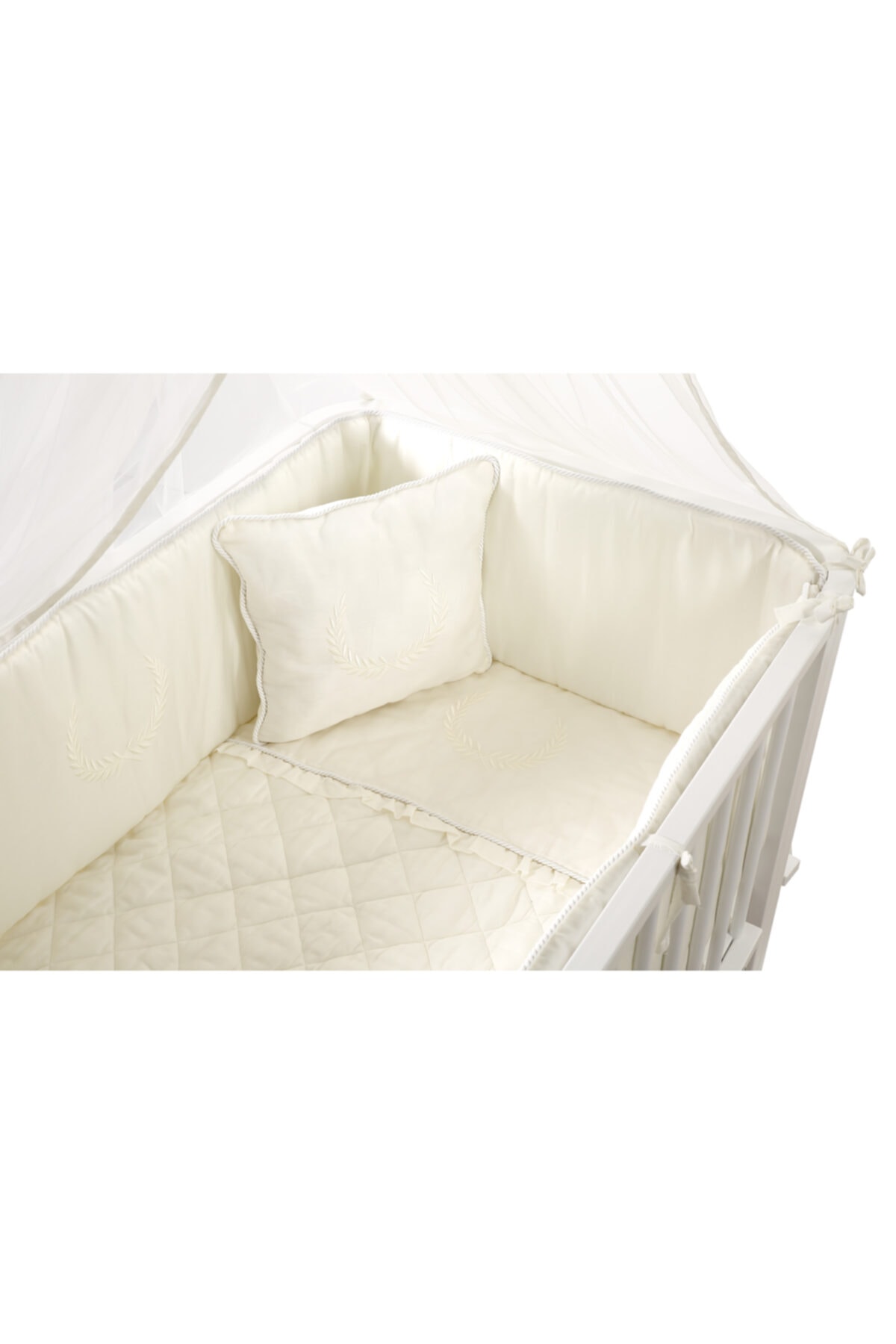 EGEBABY (SADECE UYKU SETİDİR) Ege Baby 2021 Collection (70X110) Krem Nakışlı Uyku Seti