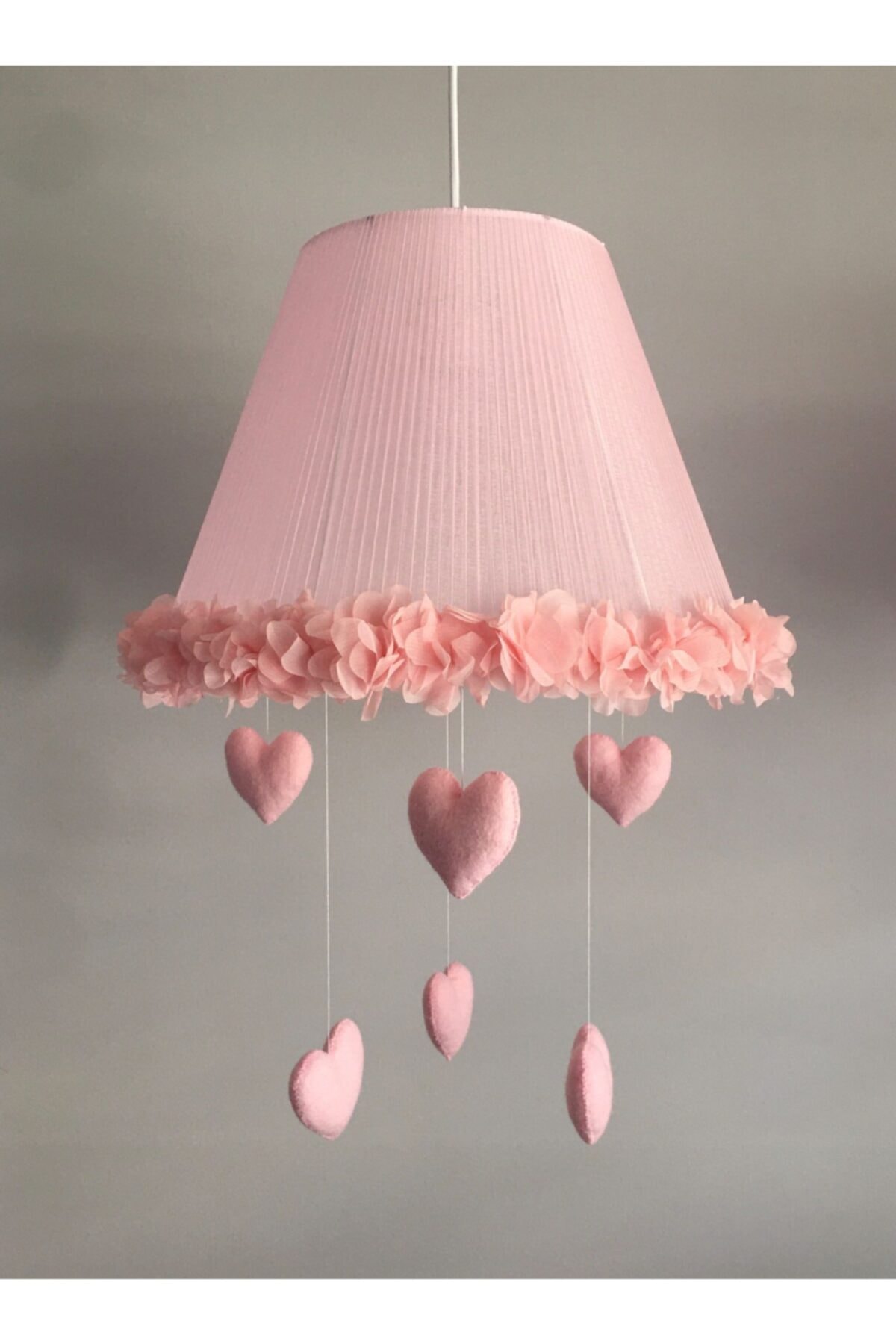 Keçeli parti hayalleri Bebek Çocuk Odası Avize Açık Pembe Tüllü Çiçek Kapli