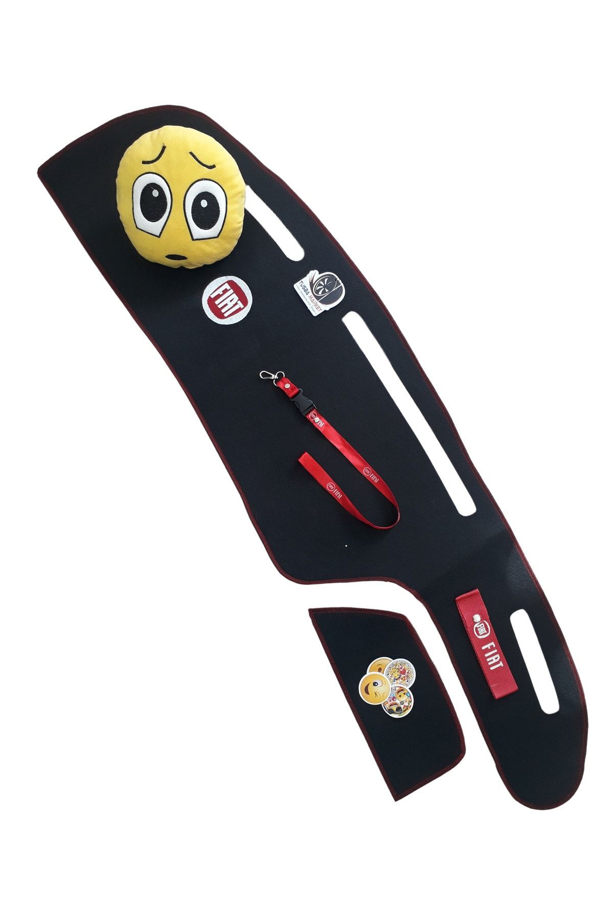 TUSBA MARKET Fiat Tipo - Tempra Nakışlı Siyah Göğüs & Torpido Halısı / Oto Emoji Yastık / Oto Aksesuar