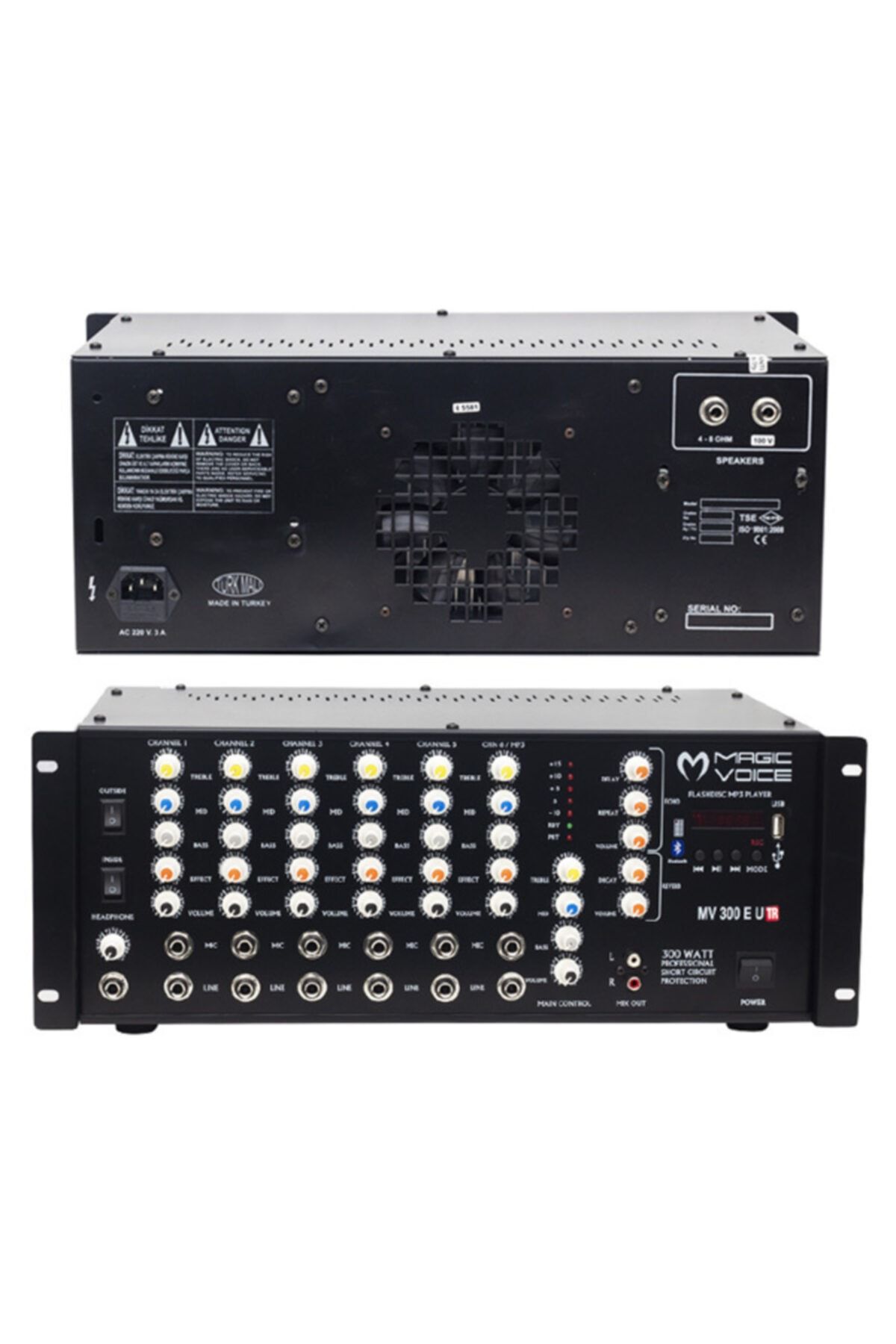 MagicVoice Magıcvoıce Mv-300eu-tr 300 Watt 6 Mik. Girişli Usb*bt-trafolu Mıxer Küp Anfi