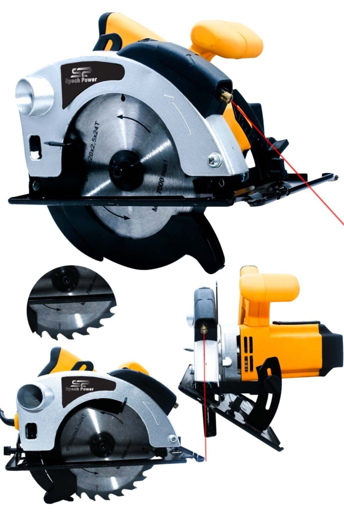 Spech Power Alman 3700 Watt Lazerli Bakir Sargili Metal Şanzuman Sunta Kesme Daire Testere Makinesi 185 mm