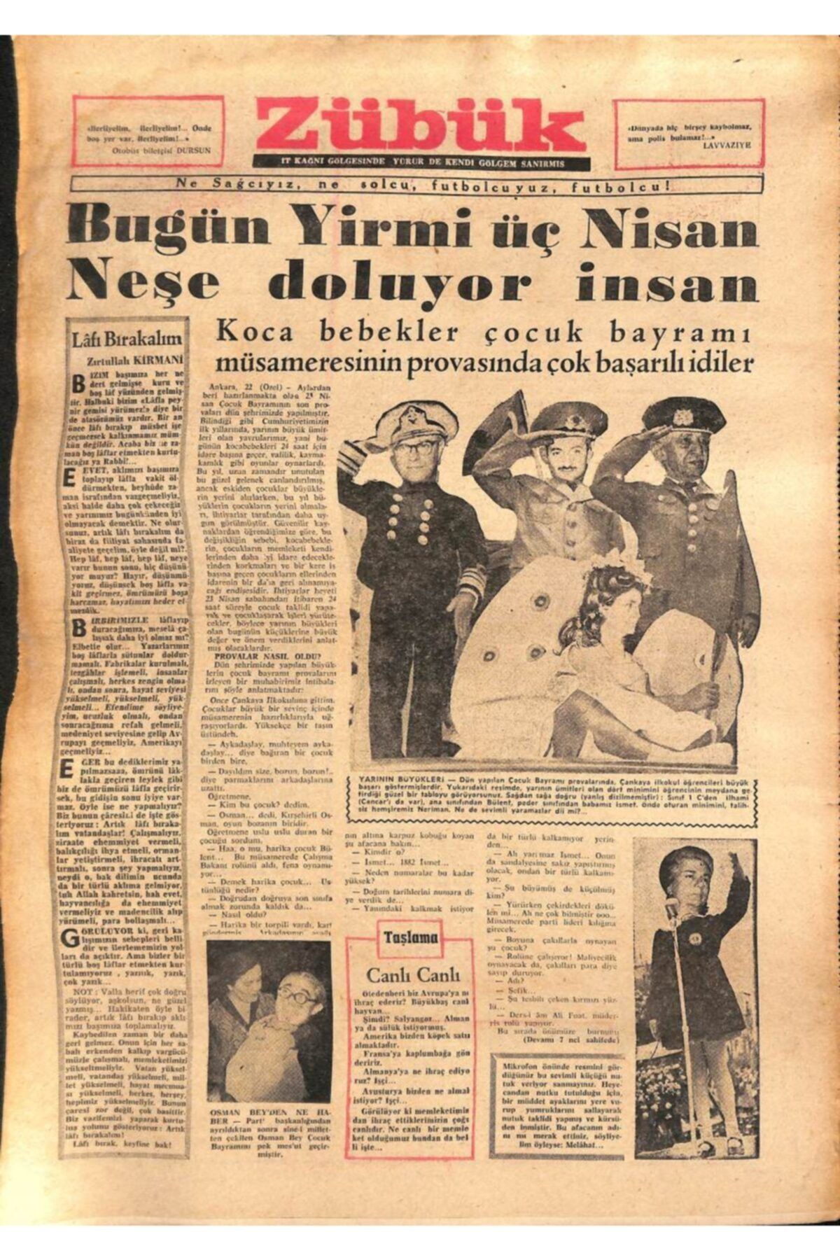 Gökçe Koleksiyon Zübük Haftalık Siyasi Mizah Gazetesi 23 Nisan 1962 Sayı:12 - Ecevit, Inönü Ndr61956