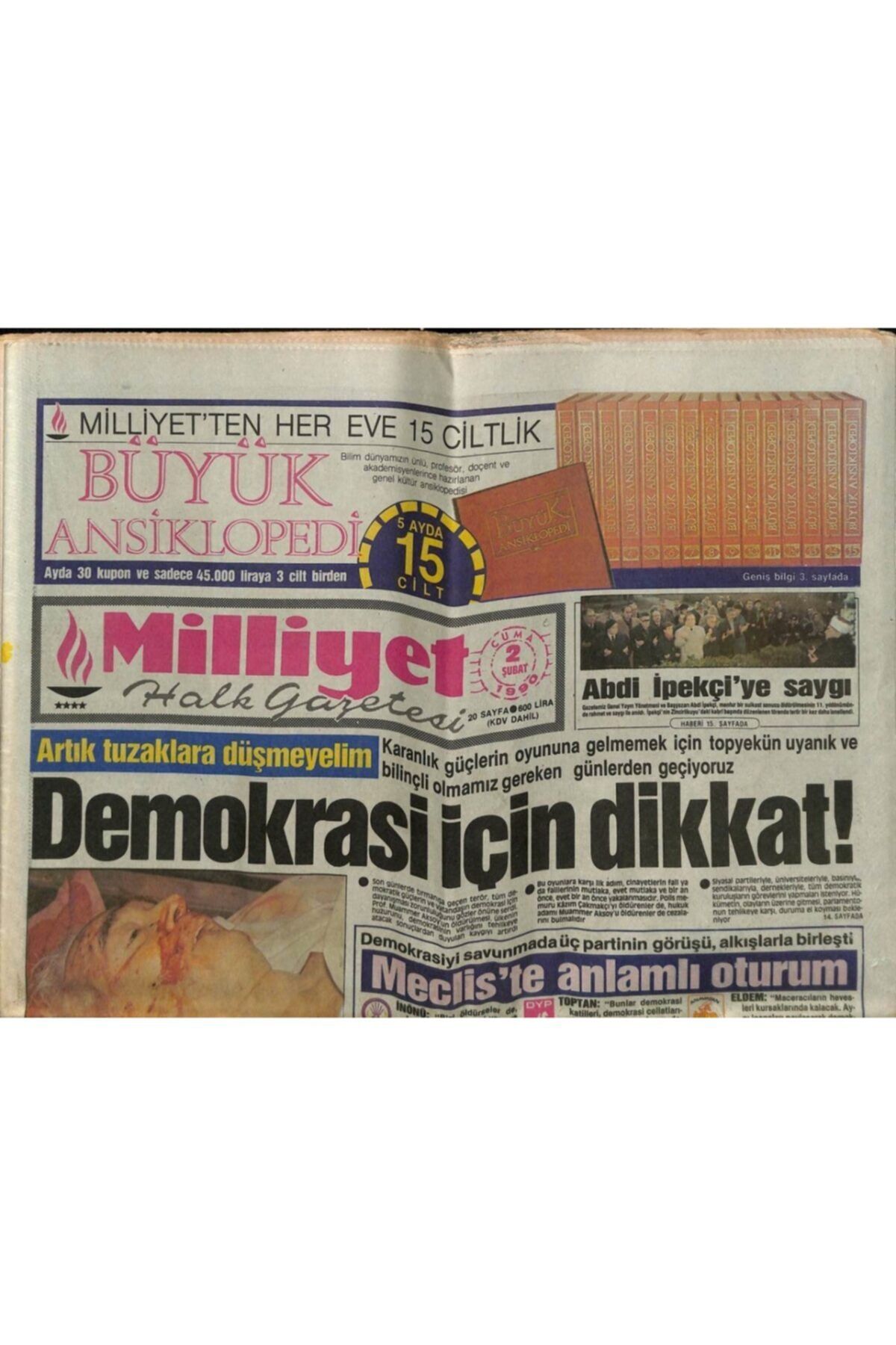 Gökçe Koleksiyon Milliyet Halk Gazetesi 2 Şubat 1990 - M. Ali Birand , Kızılordu'nun Kontrolündeki Azerbaycan'a Gird