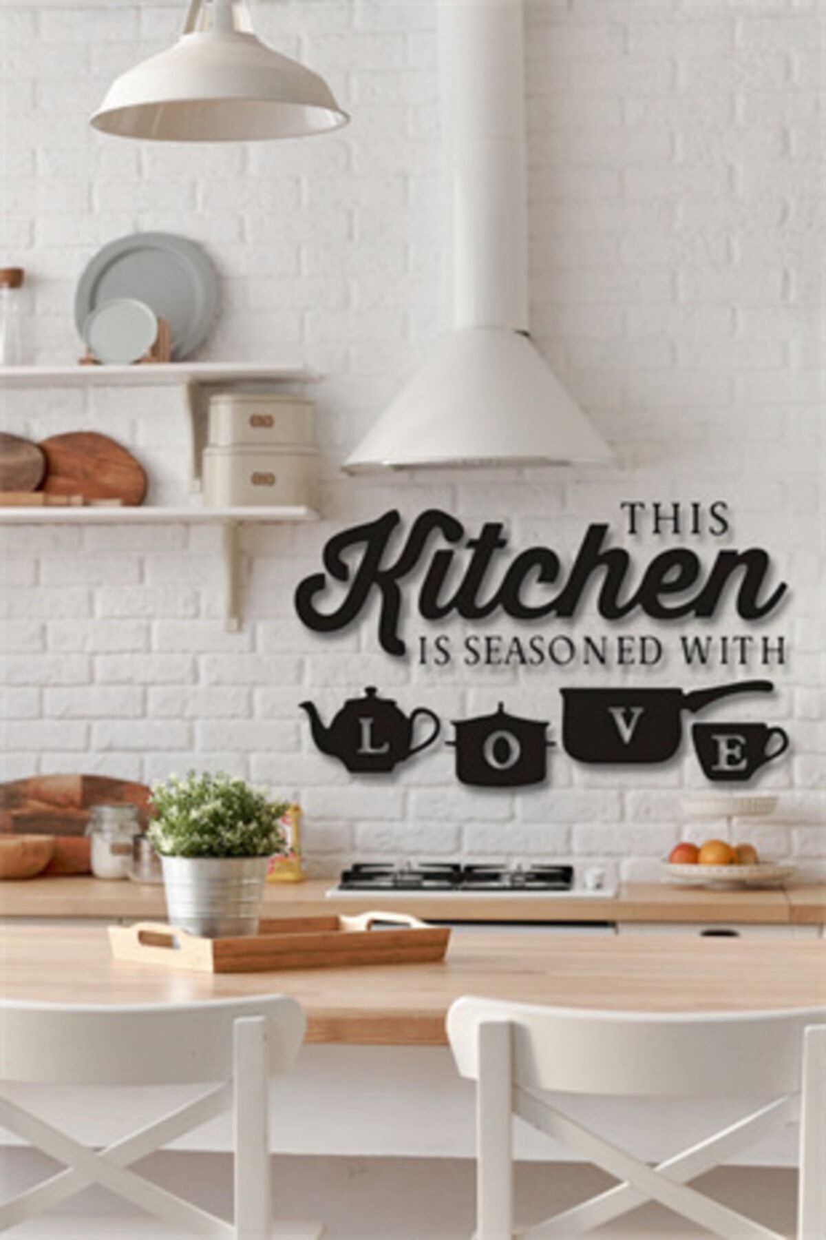 NT Handmade Siyah Ahşap This Kitchen Is Seasoned With Duvar Dekoru - Mutfak Cafe Için 50x30 Cm Mdf Tablo